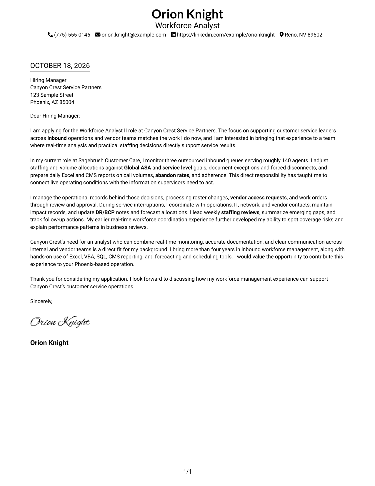Cover letter example — page 1