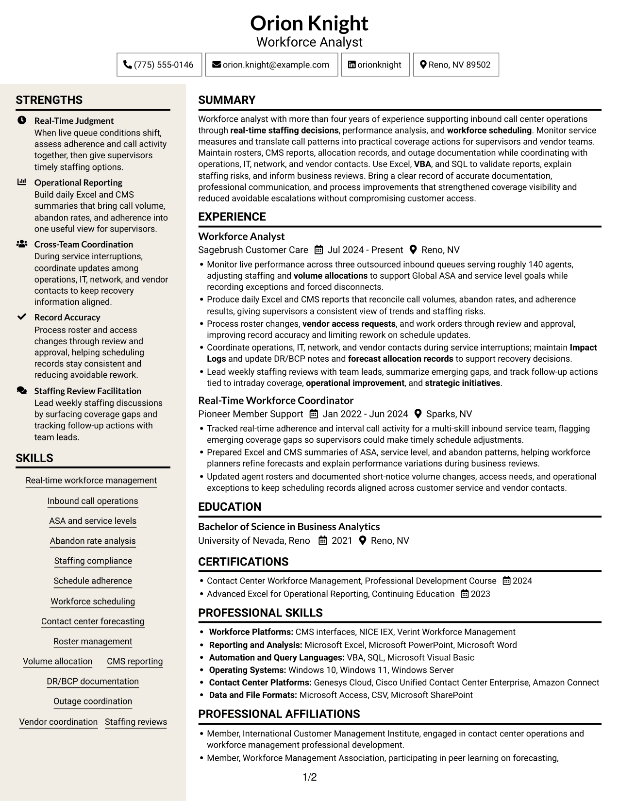 Resume example — page 1