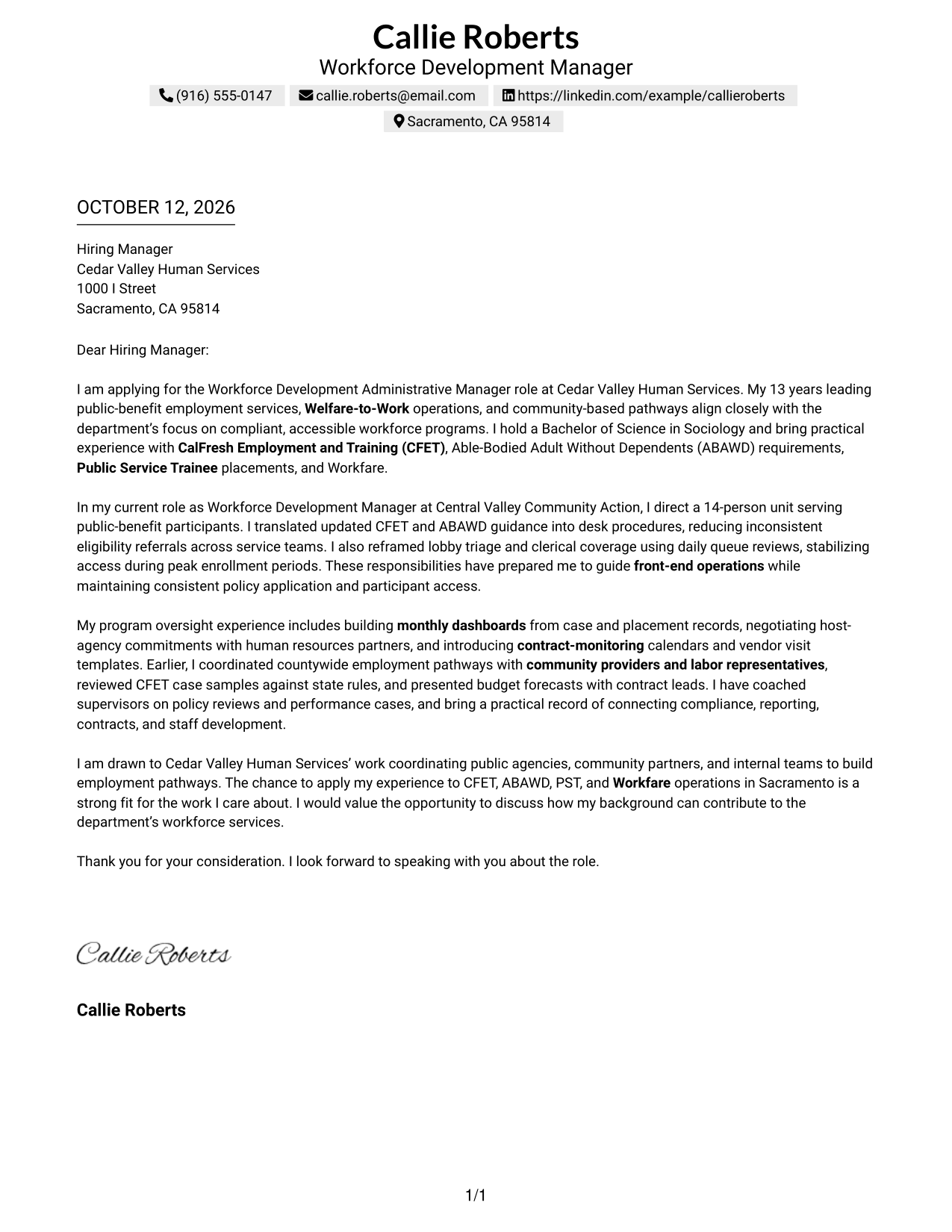 Text/Fang Style Cover Letter Preview