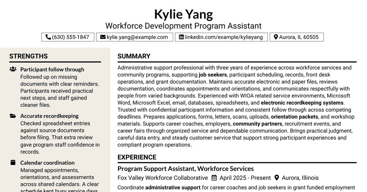 7 Workforce Development Program Assistant Resume Templates with Example