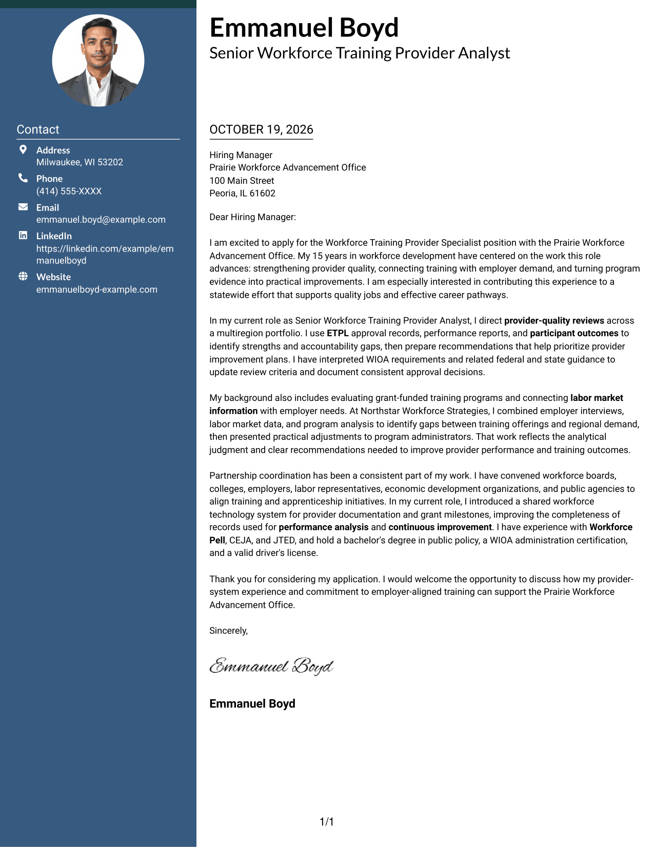Cover letter example — page 1