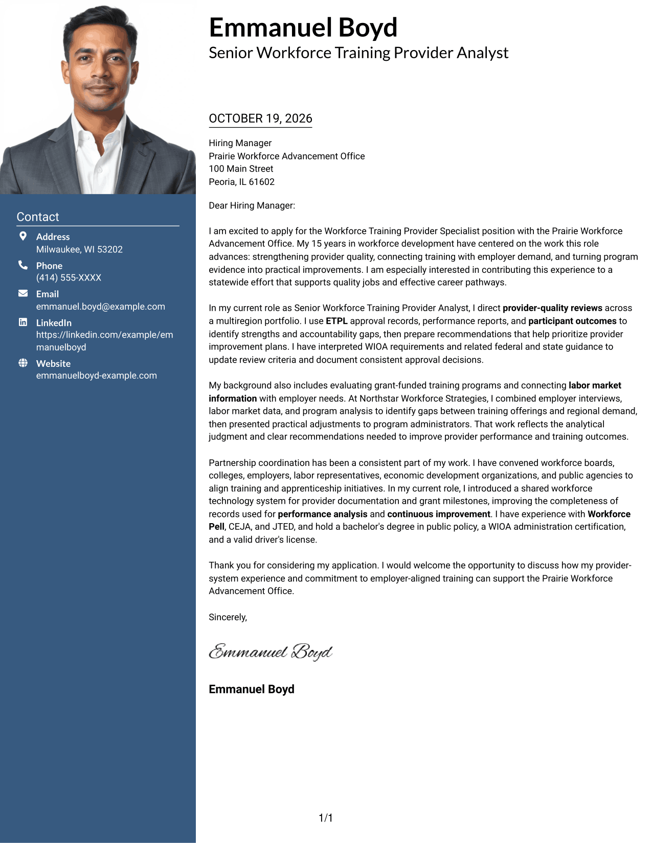 Cover letter example — page 1