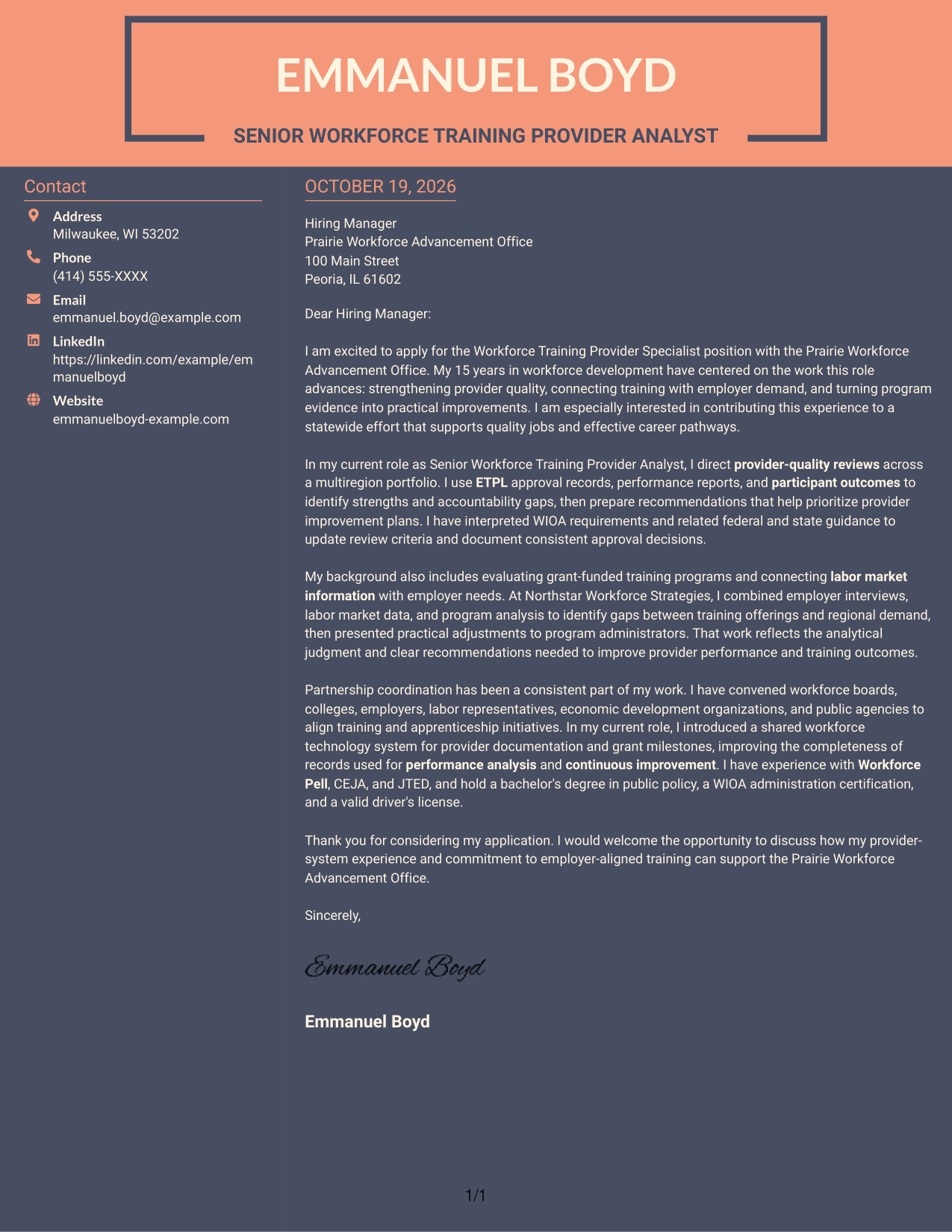 Cover letter example — page 1