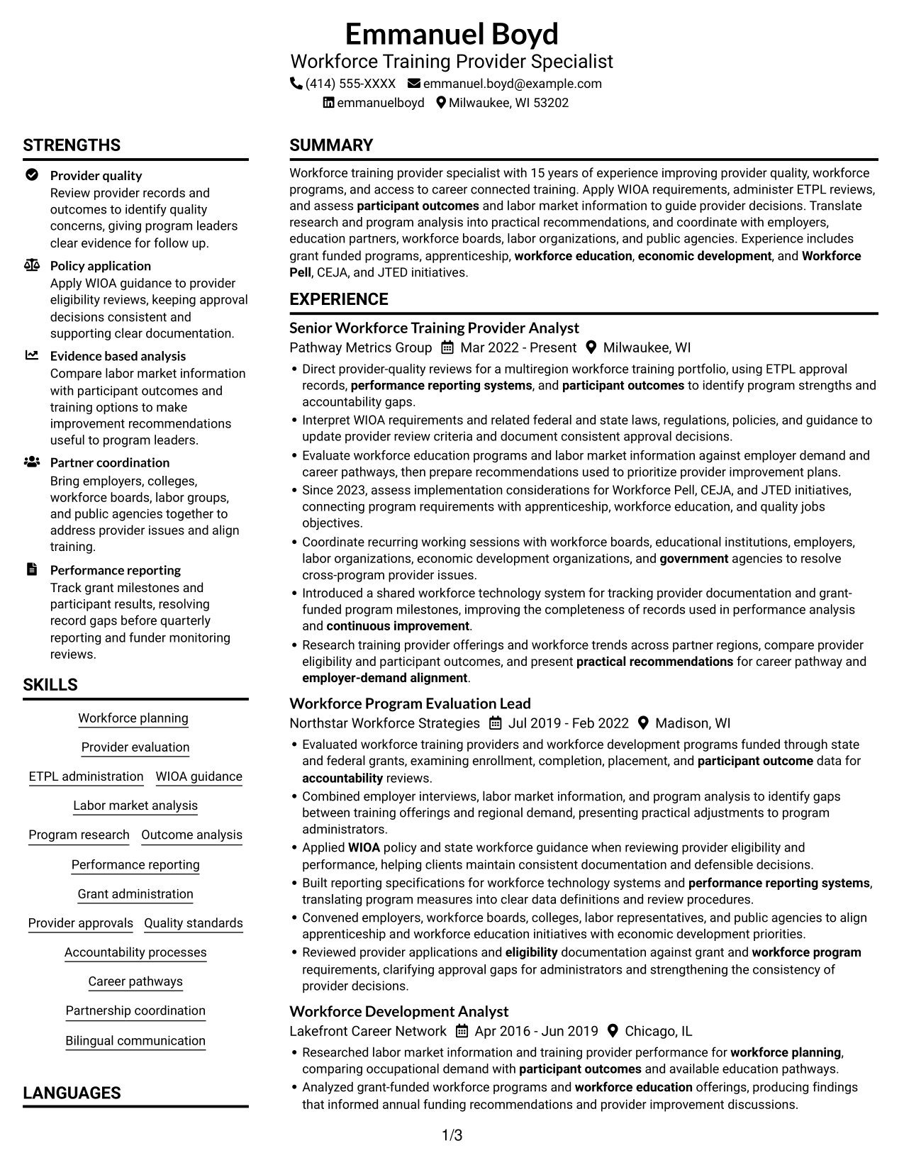 Resume example — page 1