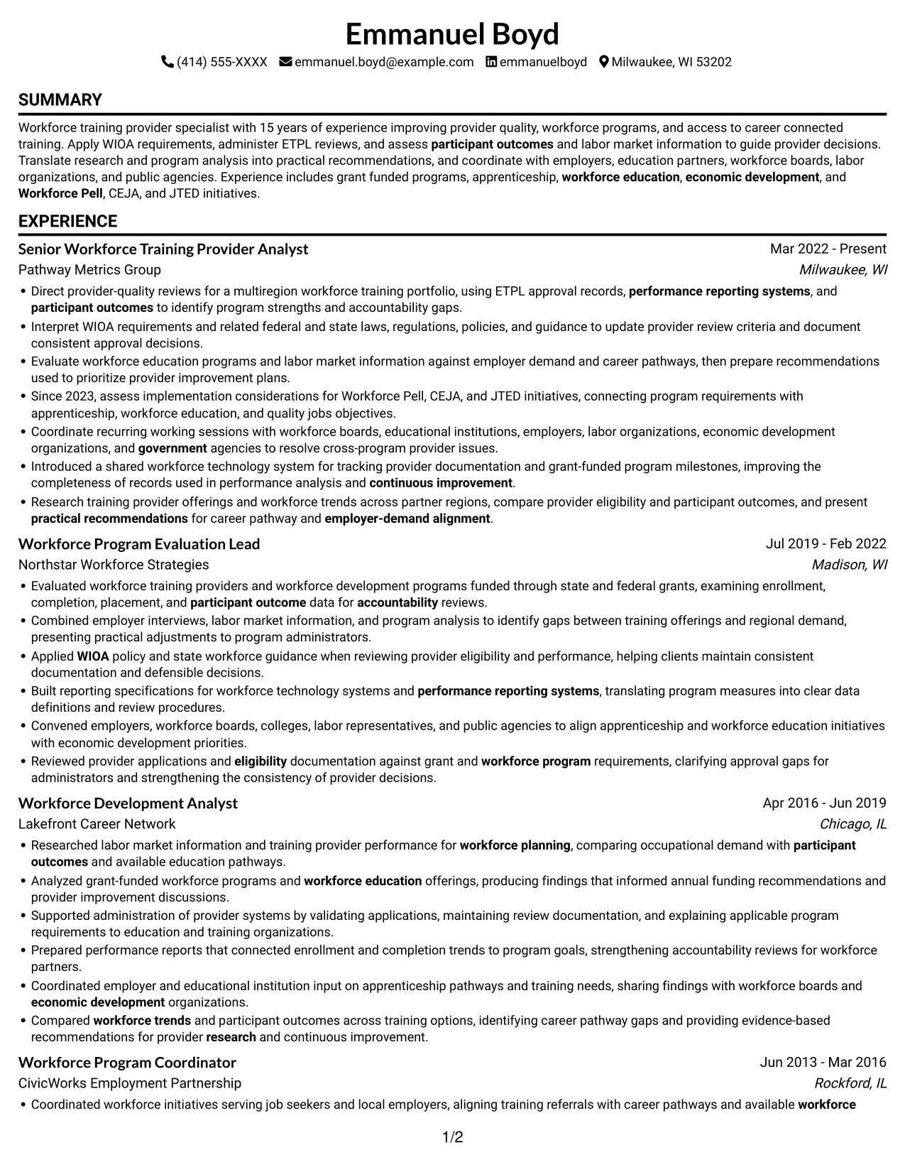 Resume example — page 1