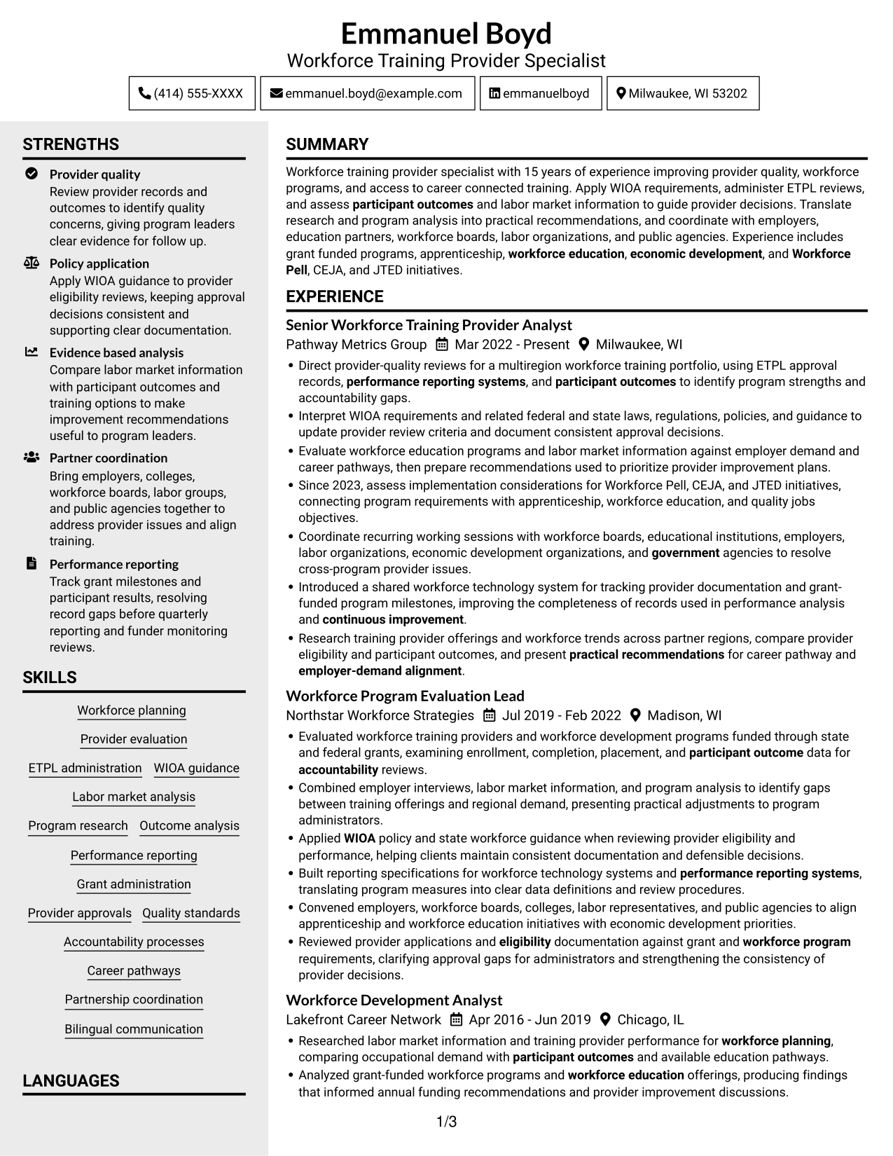 Resume example — page 1