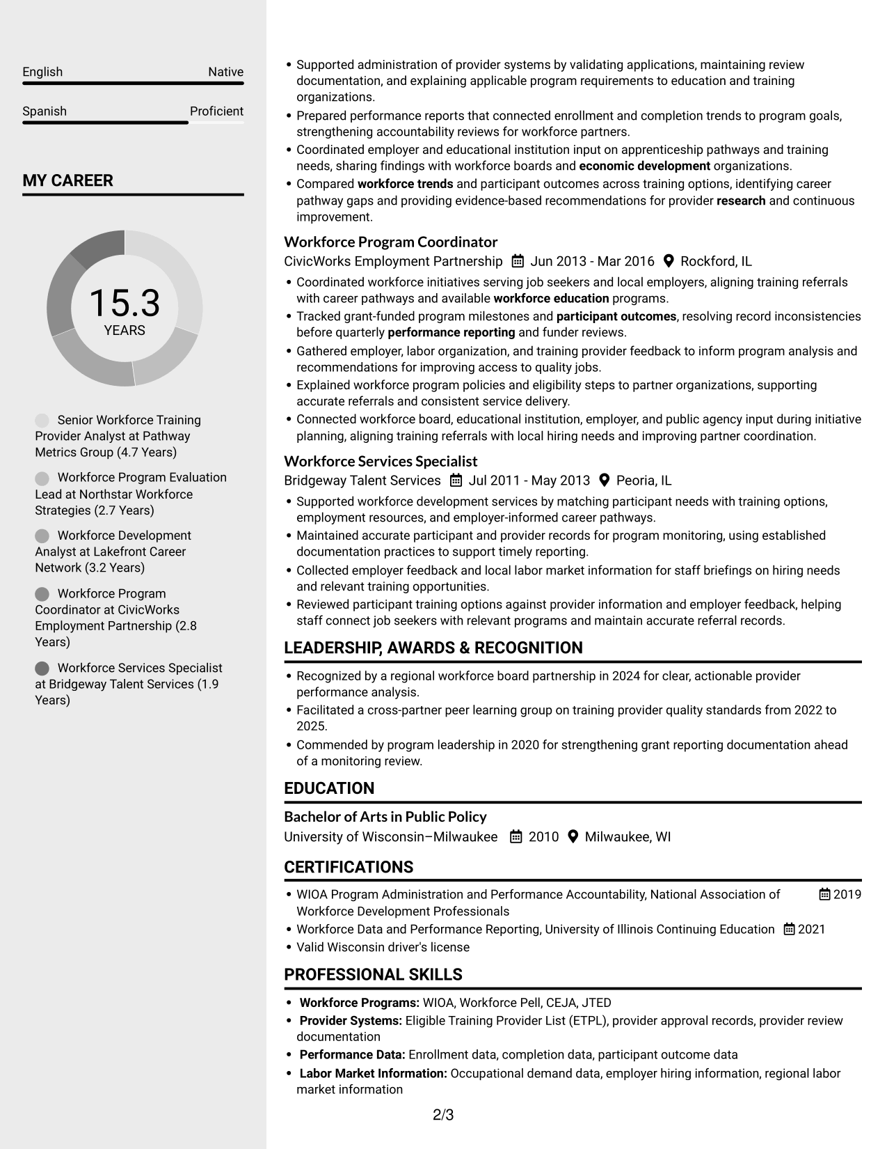 Resume example — page 2