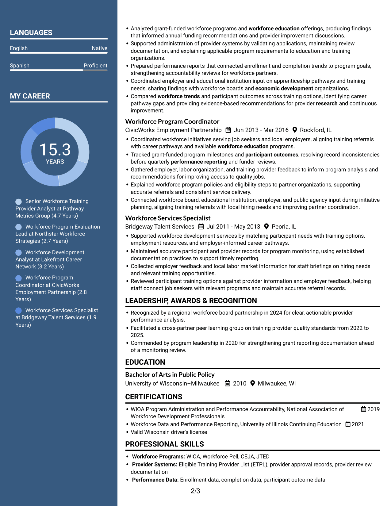 Resume example — page 2