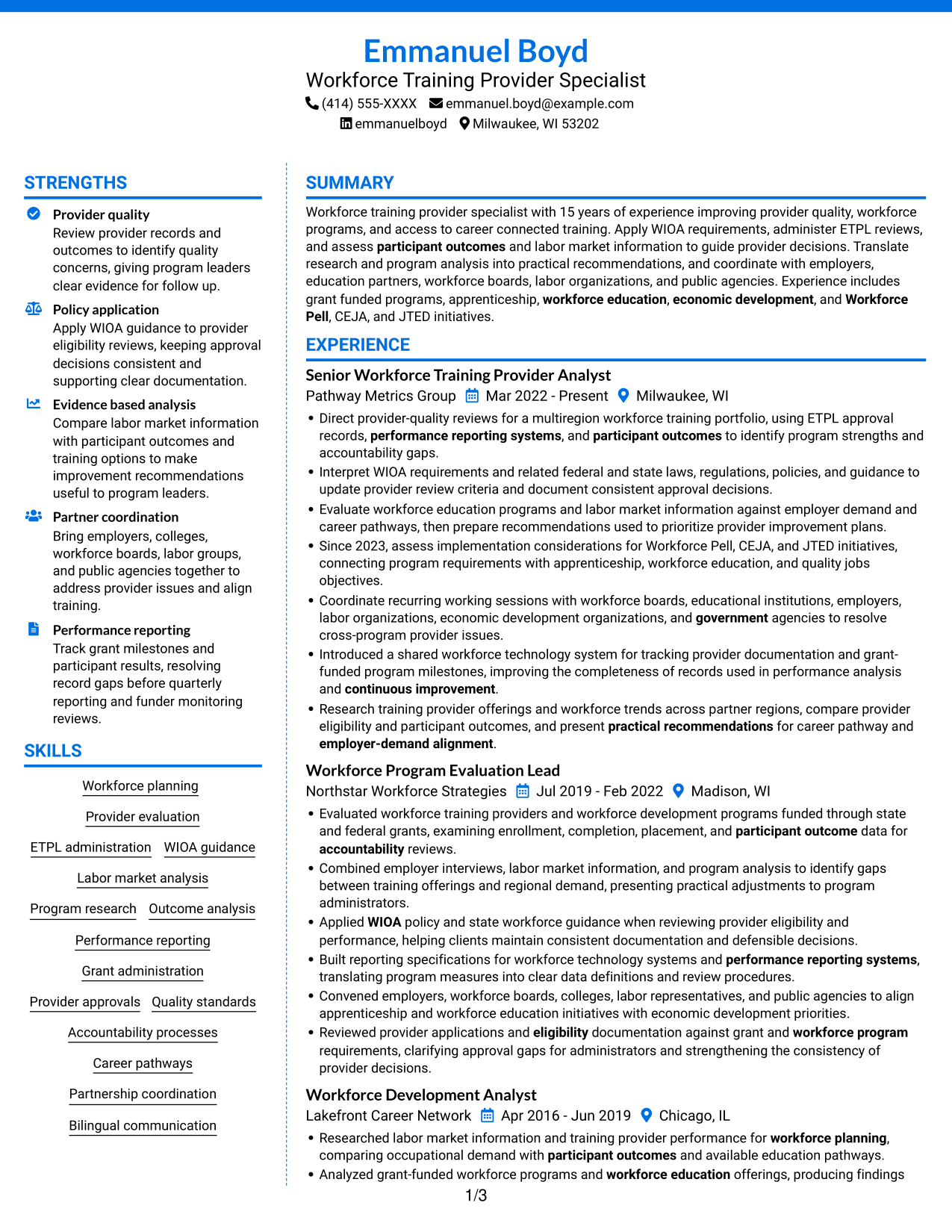 Resume example — page 1