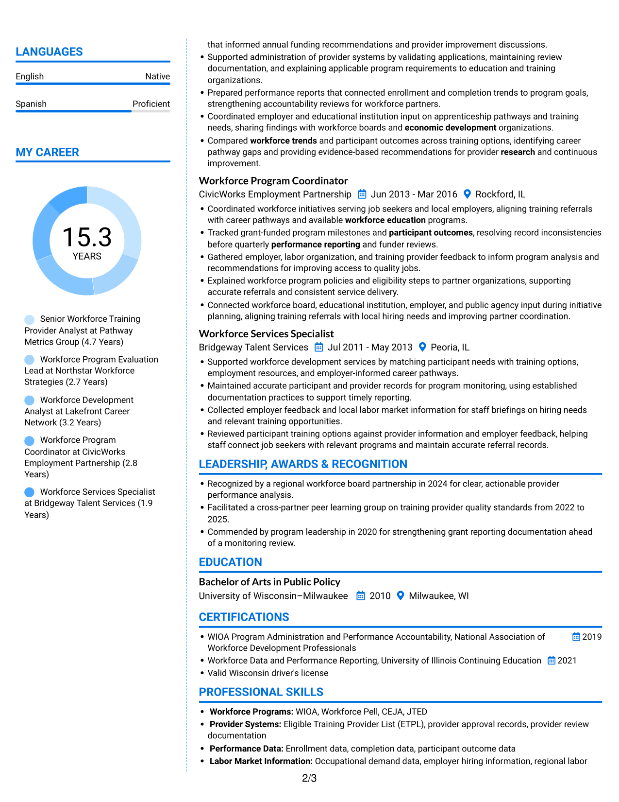 Resume example — page 2