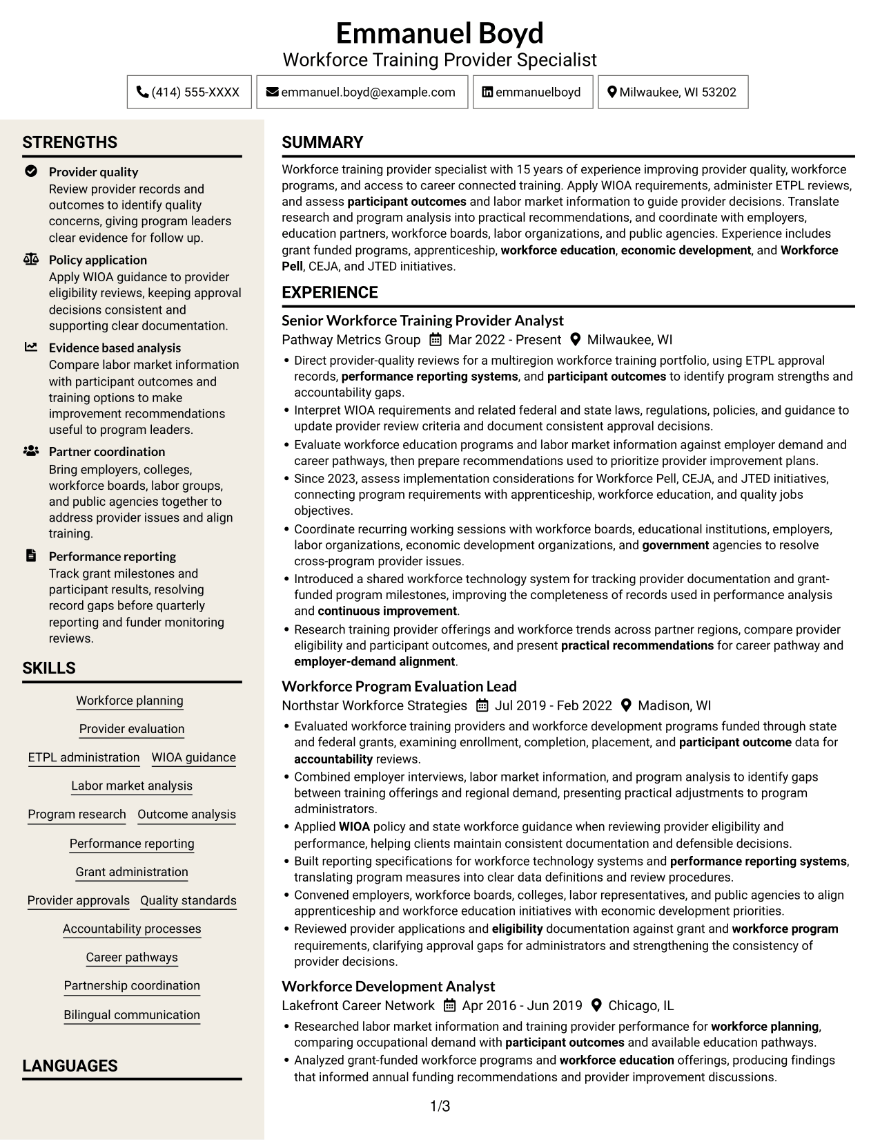 Resume example — page 1