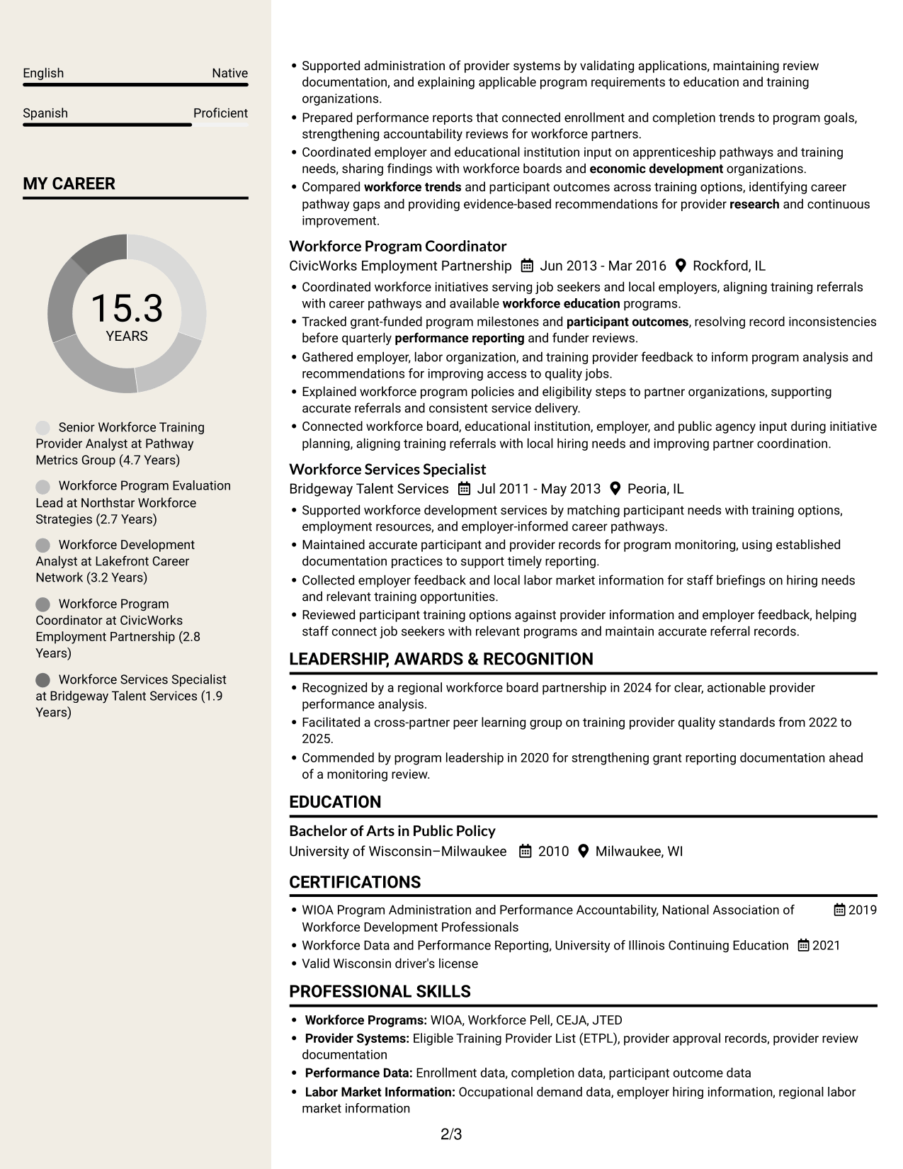 Resume example — page 2