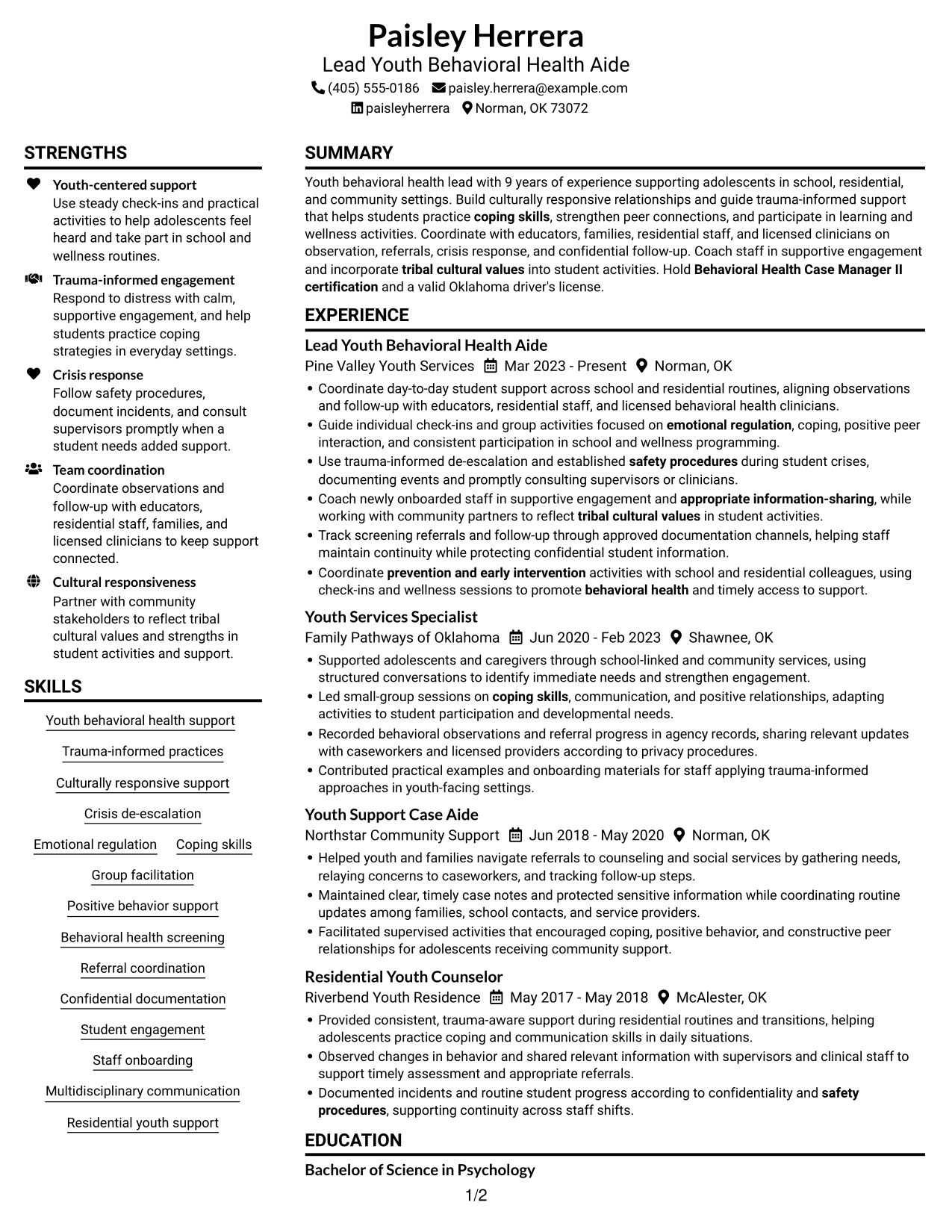 Resume example — page 1
