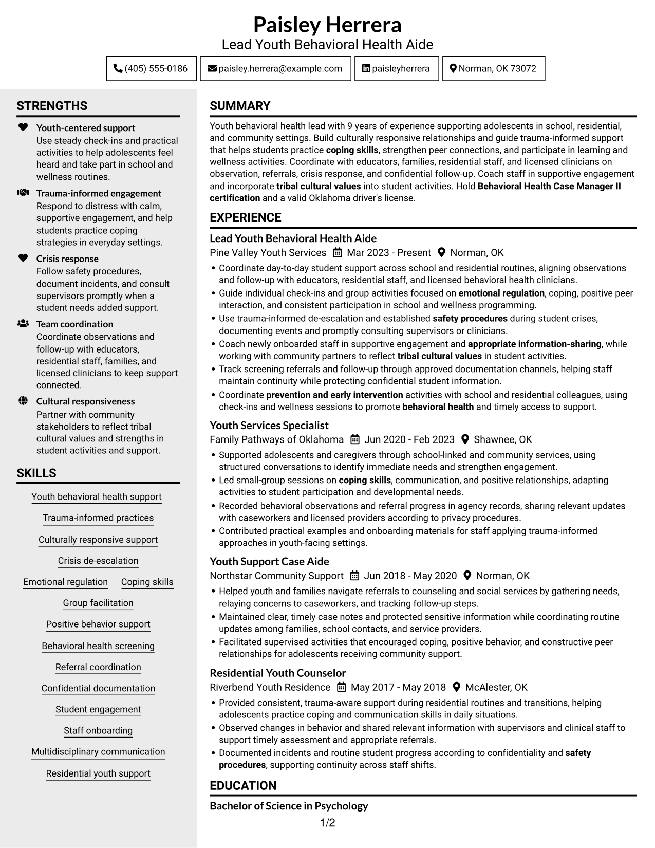 Resume example — page 1