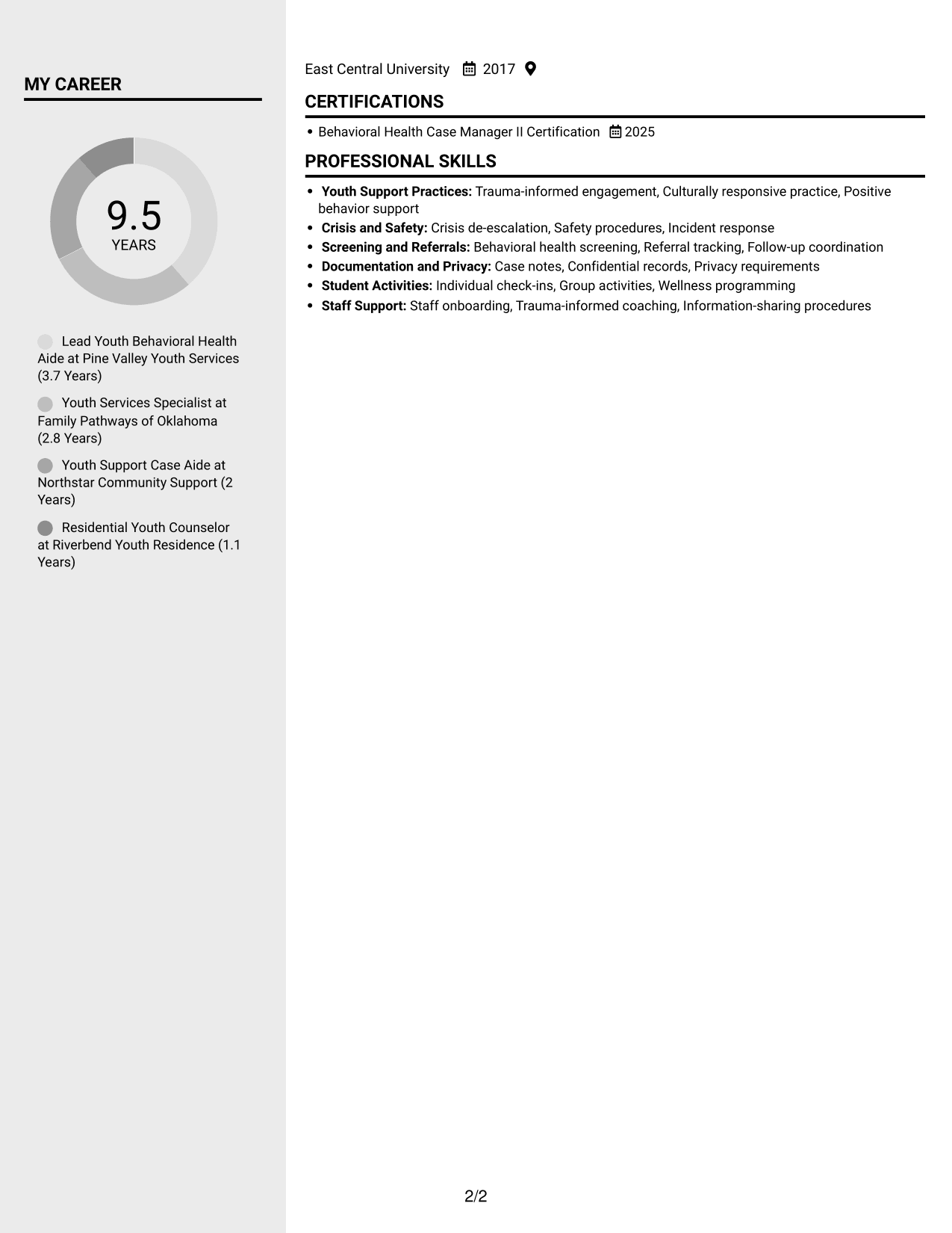 Resume example — page 2