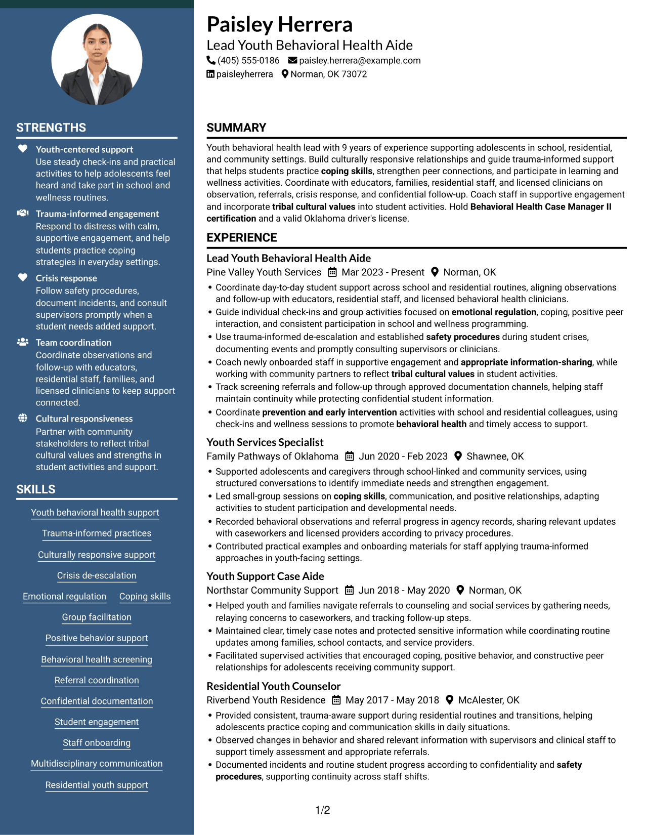 Resume example — page 1