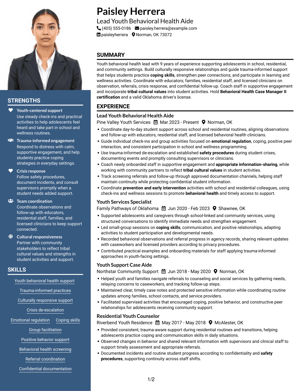Resume example — page 1