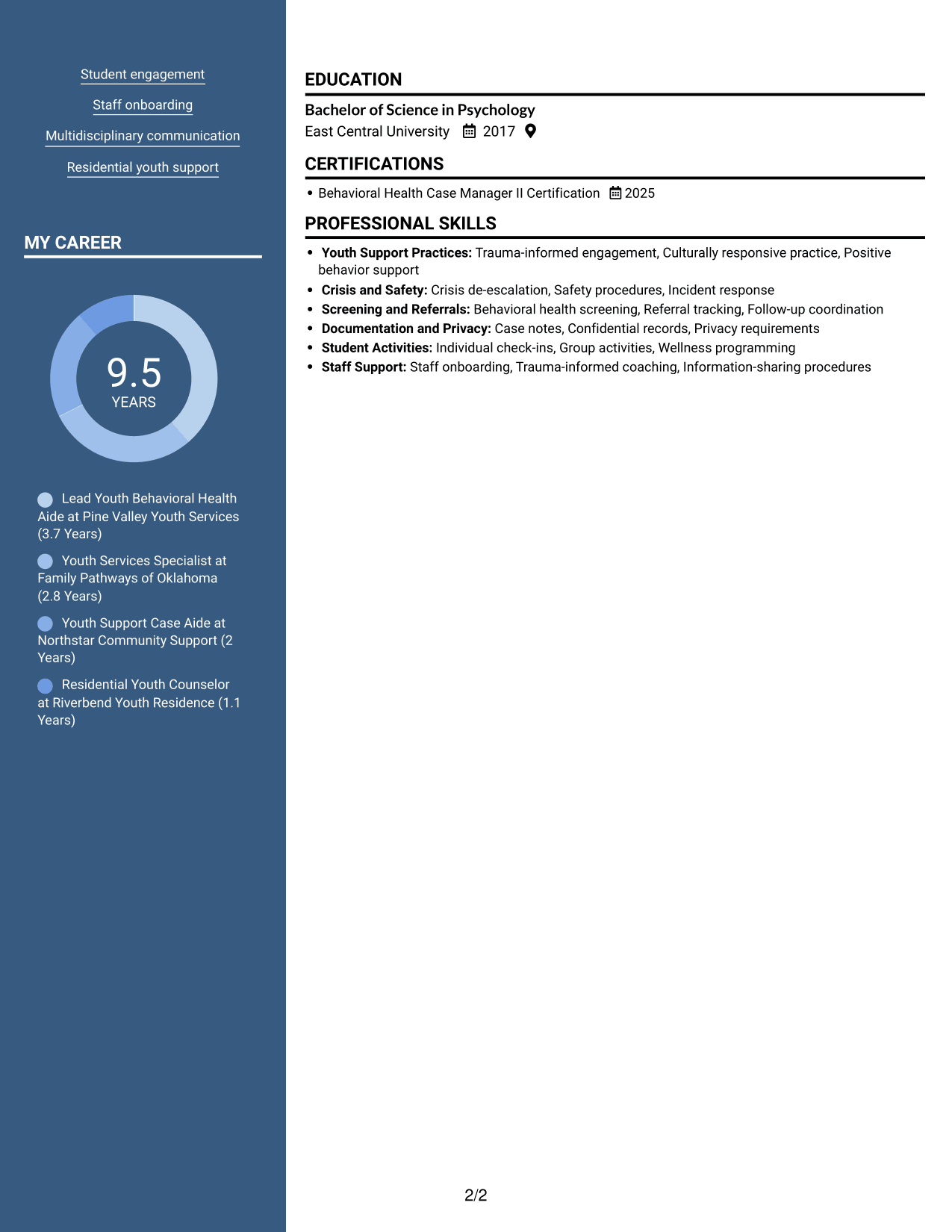 Resume example — page 2