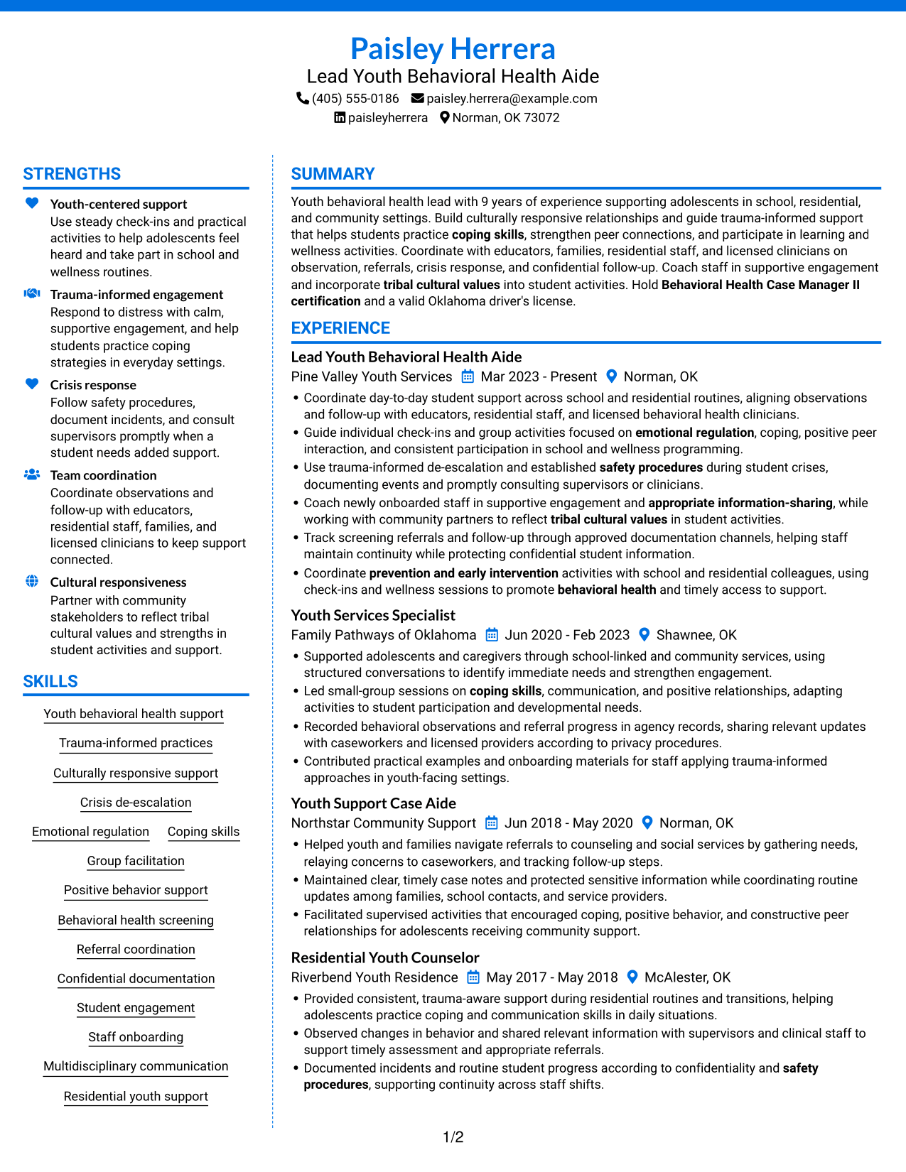 Resume example — page 1