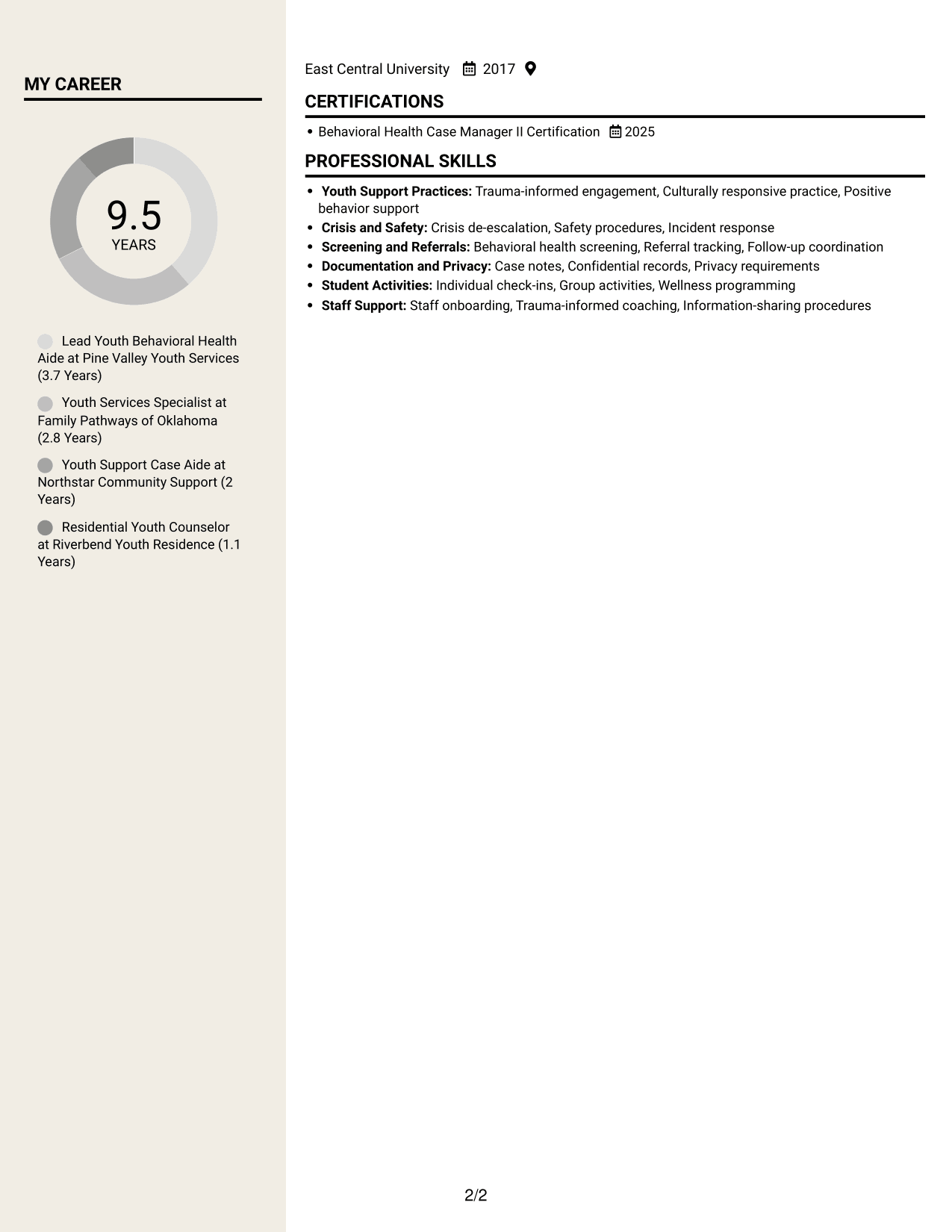 Resume example — page 2