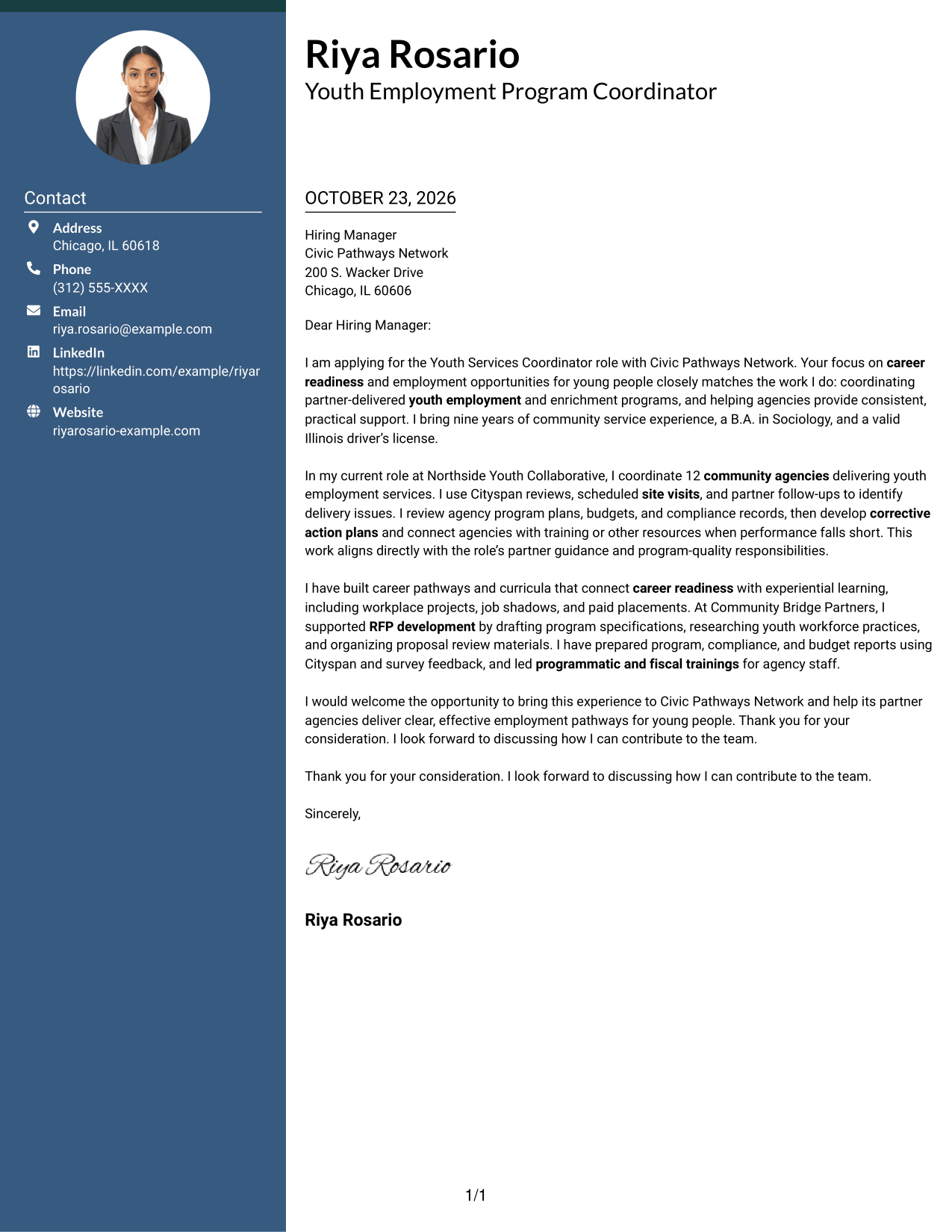 Cover letter example — page 1