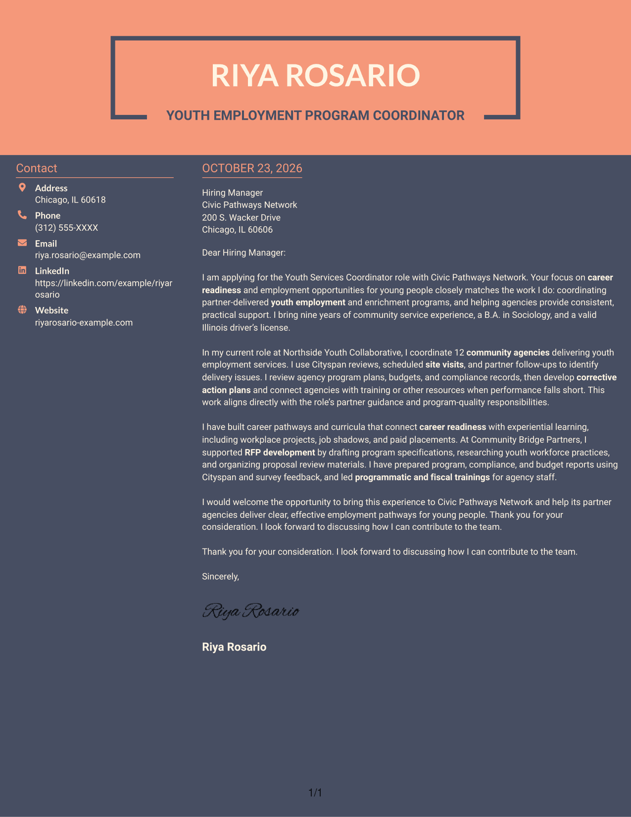 Cover letter example — page 1