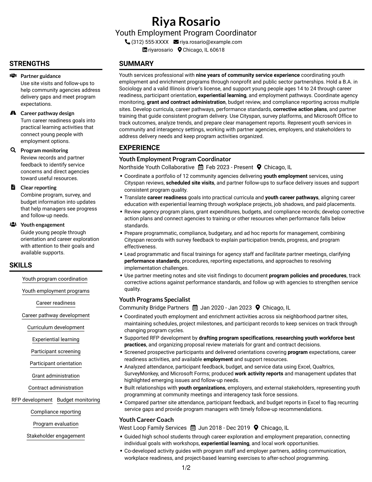 Resume example — page 1