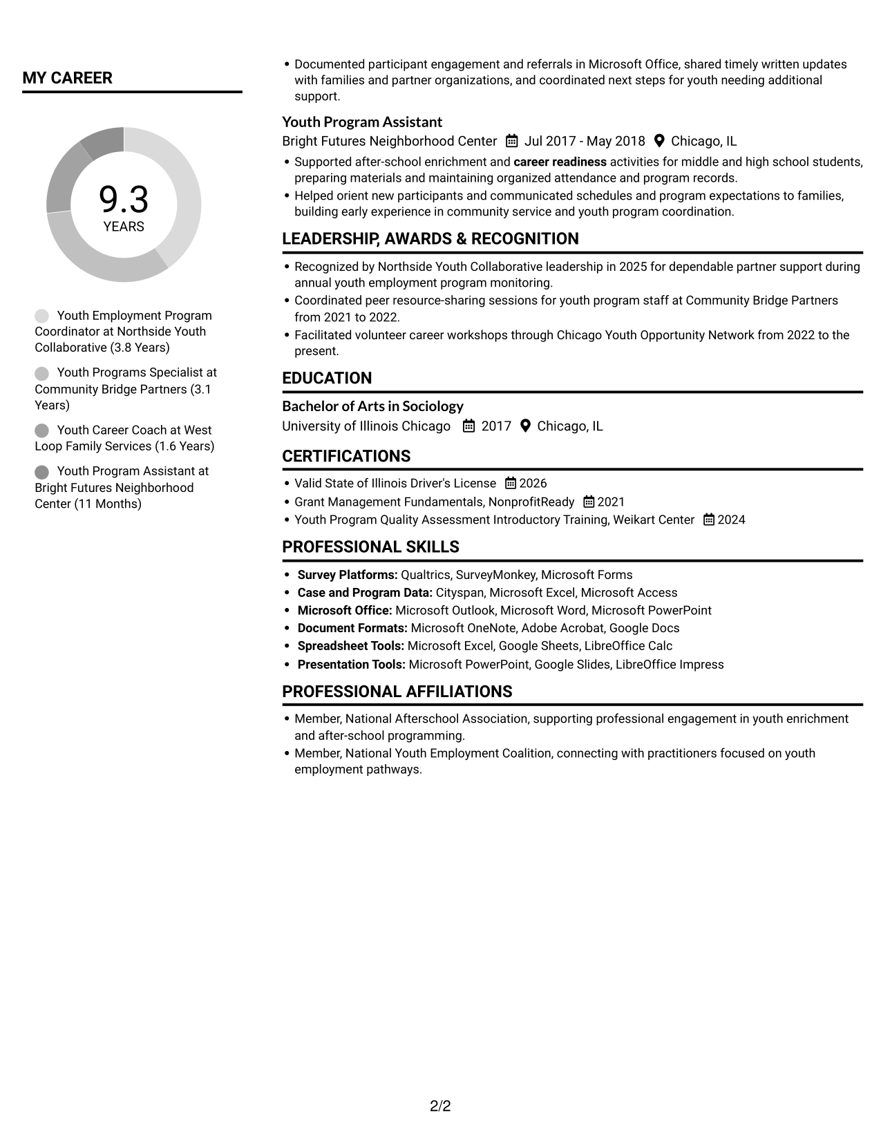 Resume example — page 2