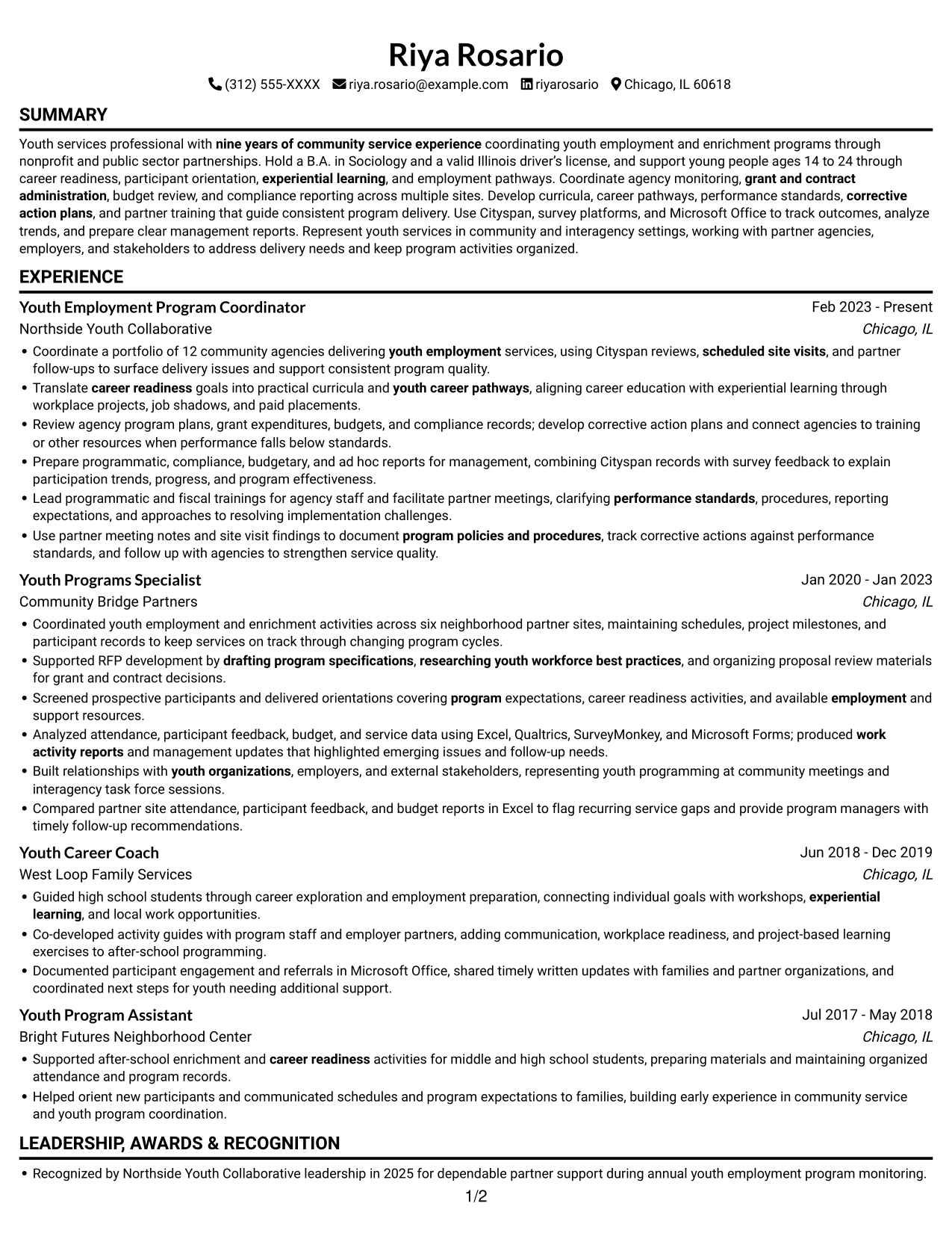 Resume example — page 1