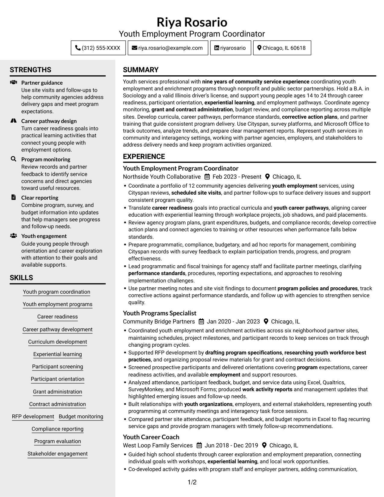 Resume example — page 1