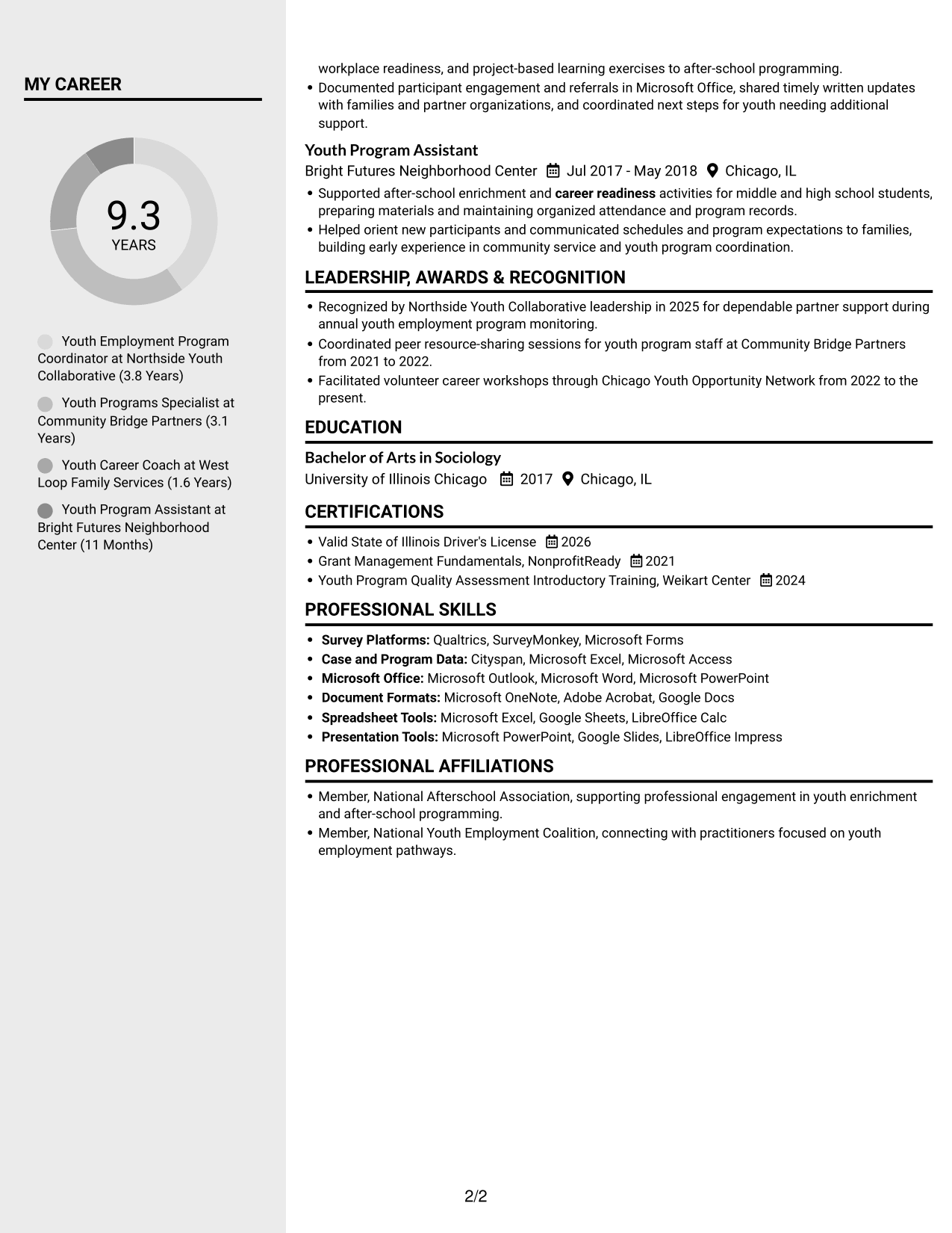 Resume example — page 2
