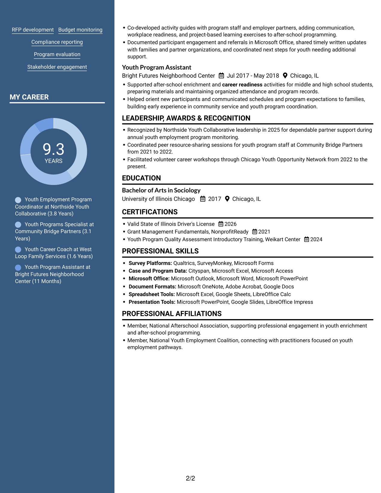 Resume example — page 2