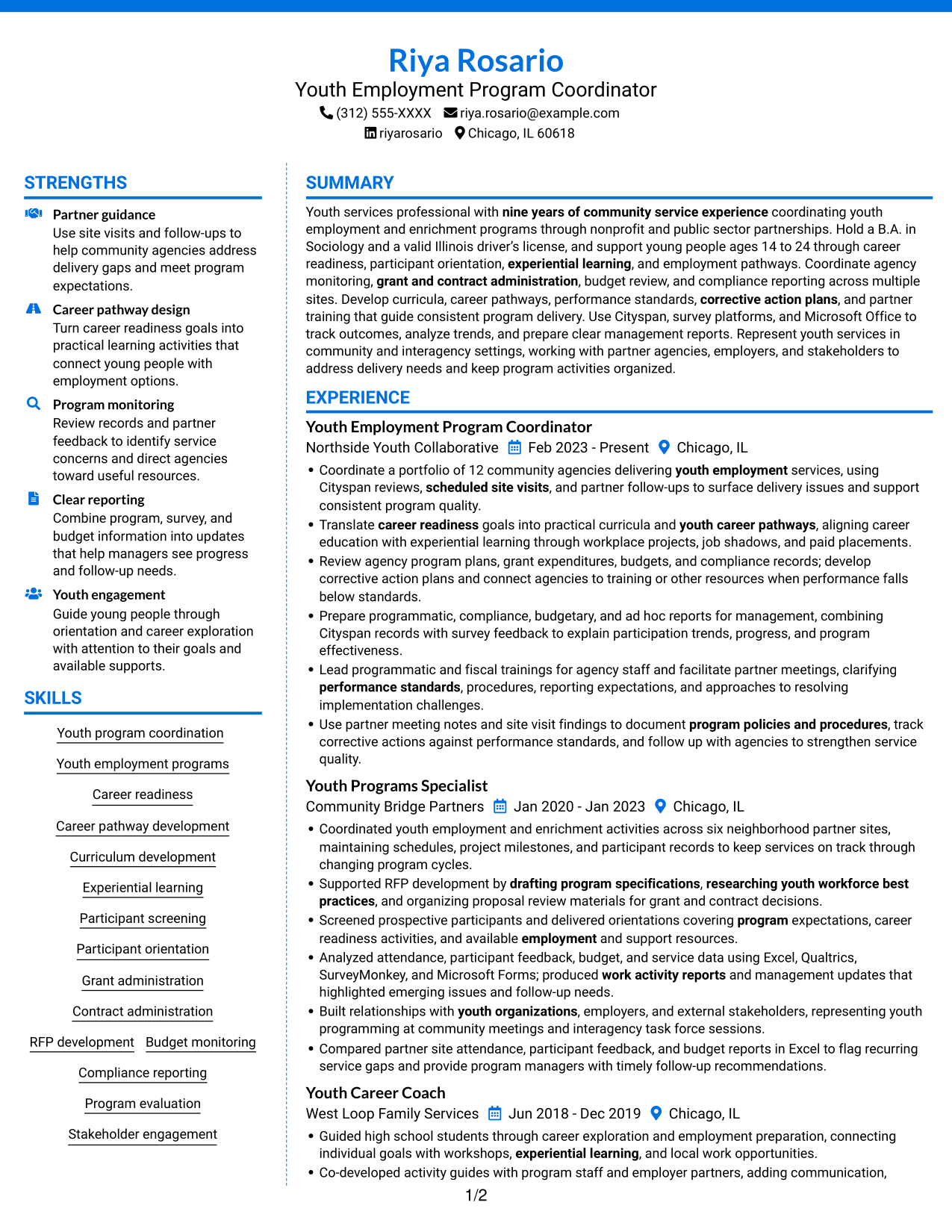 Resume example — page 1