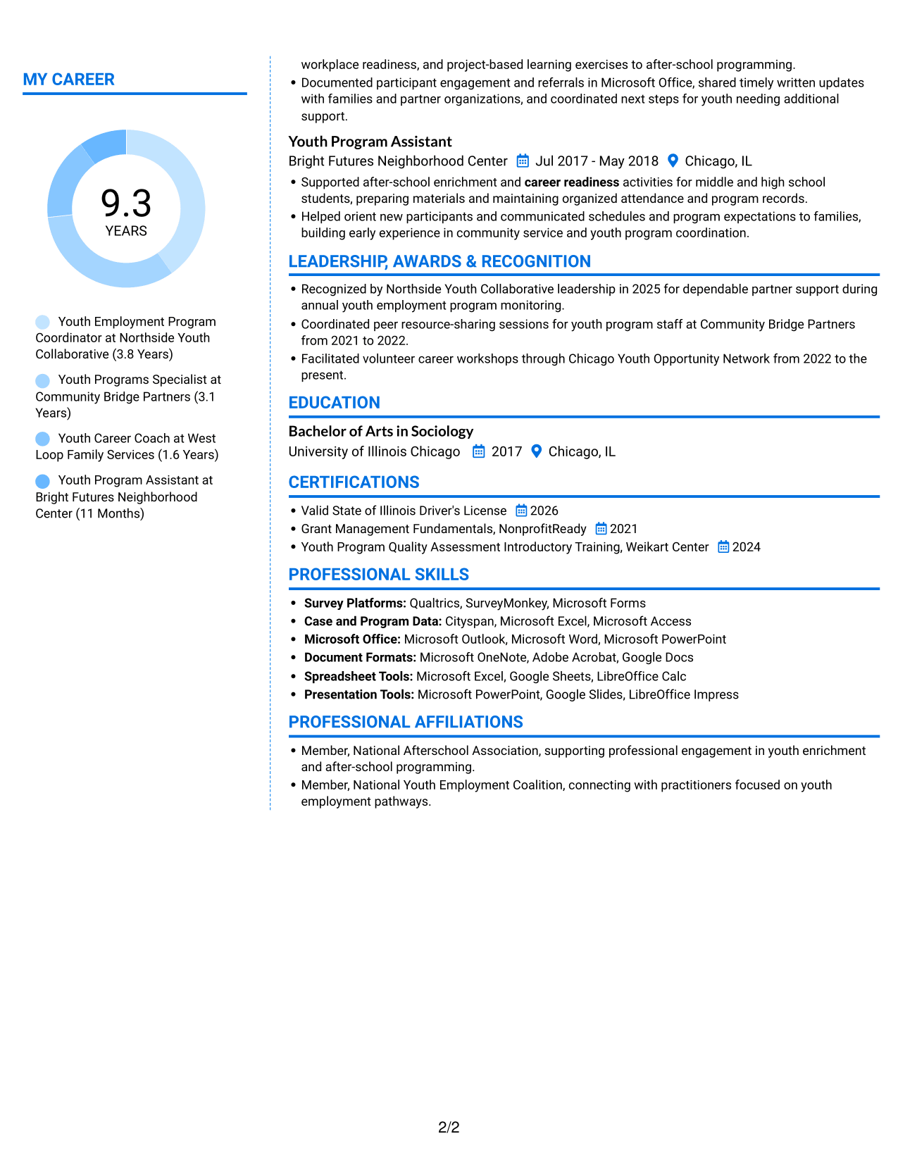 Resume example — page 2