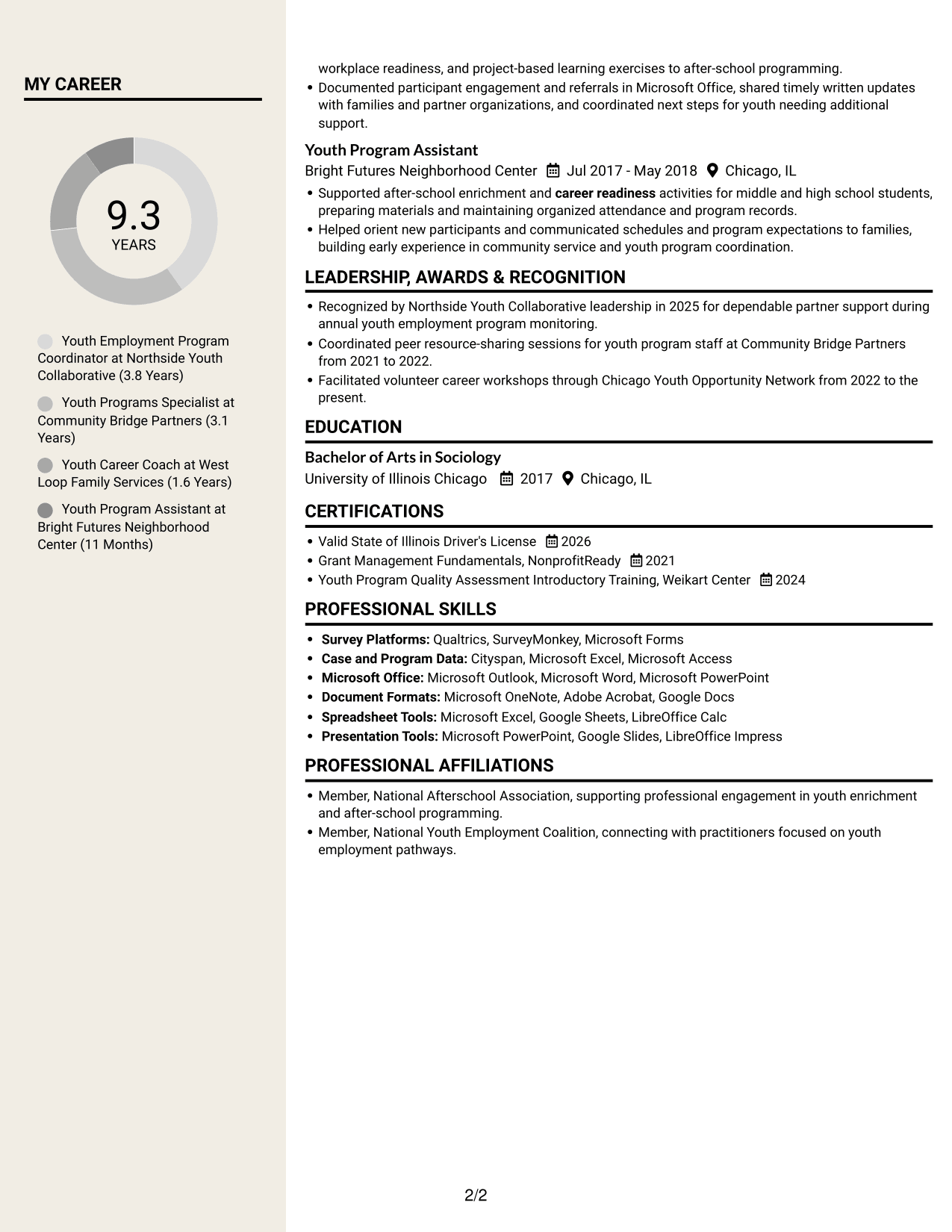 Resume example — page 2
