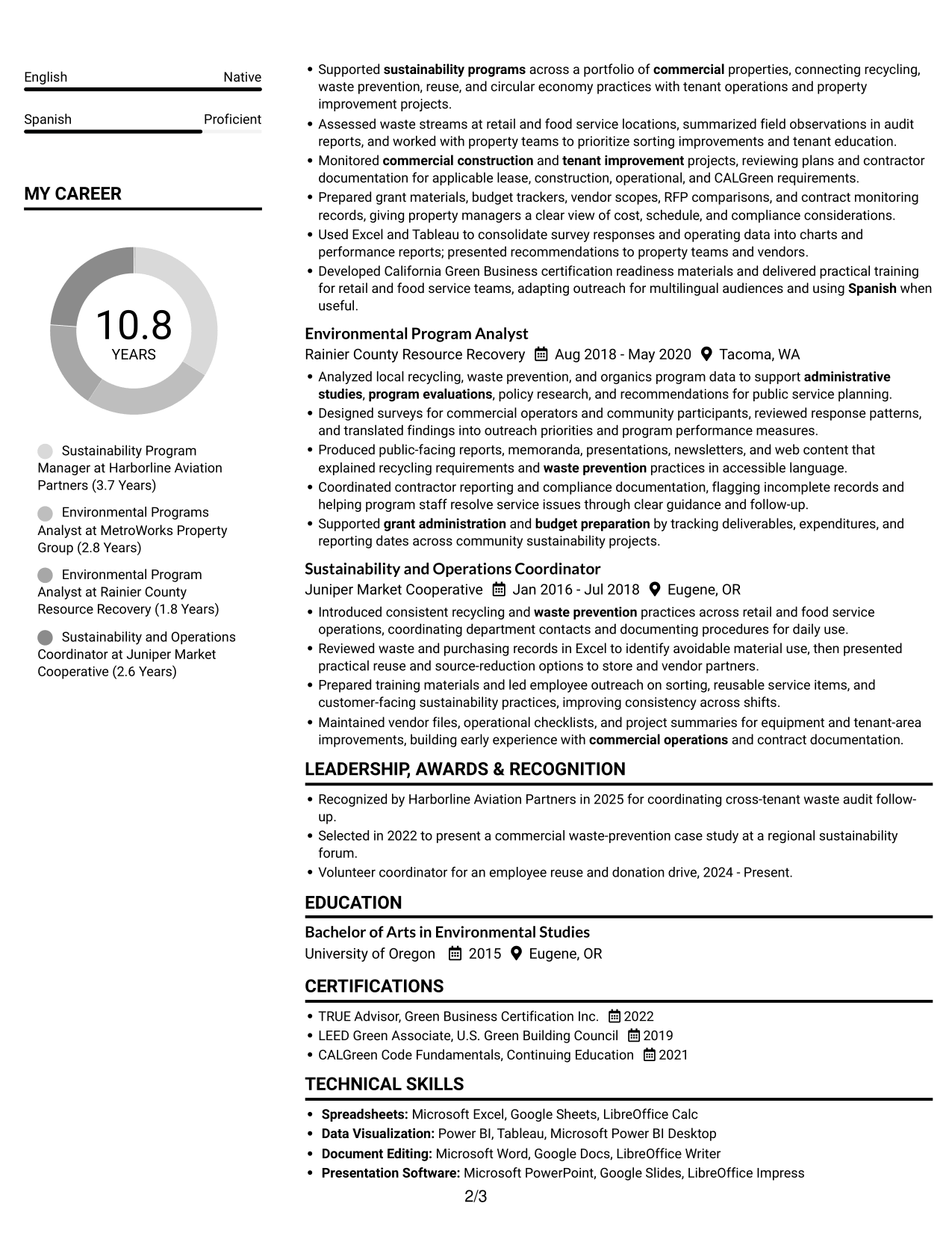 Resume example — page 2