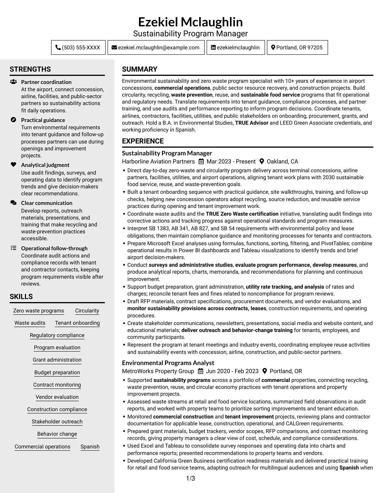 Resume example — page 1