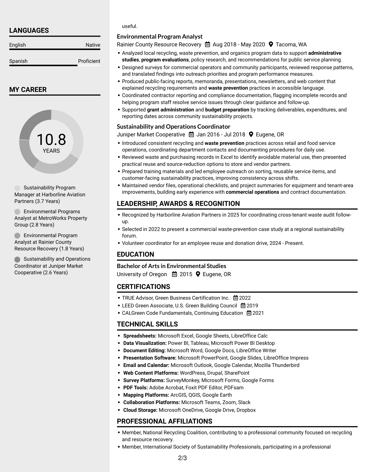 Resume example — page 2