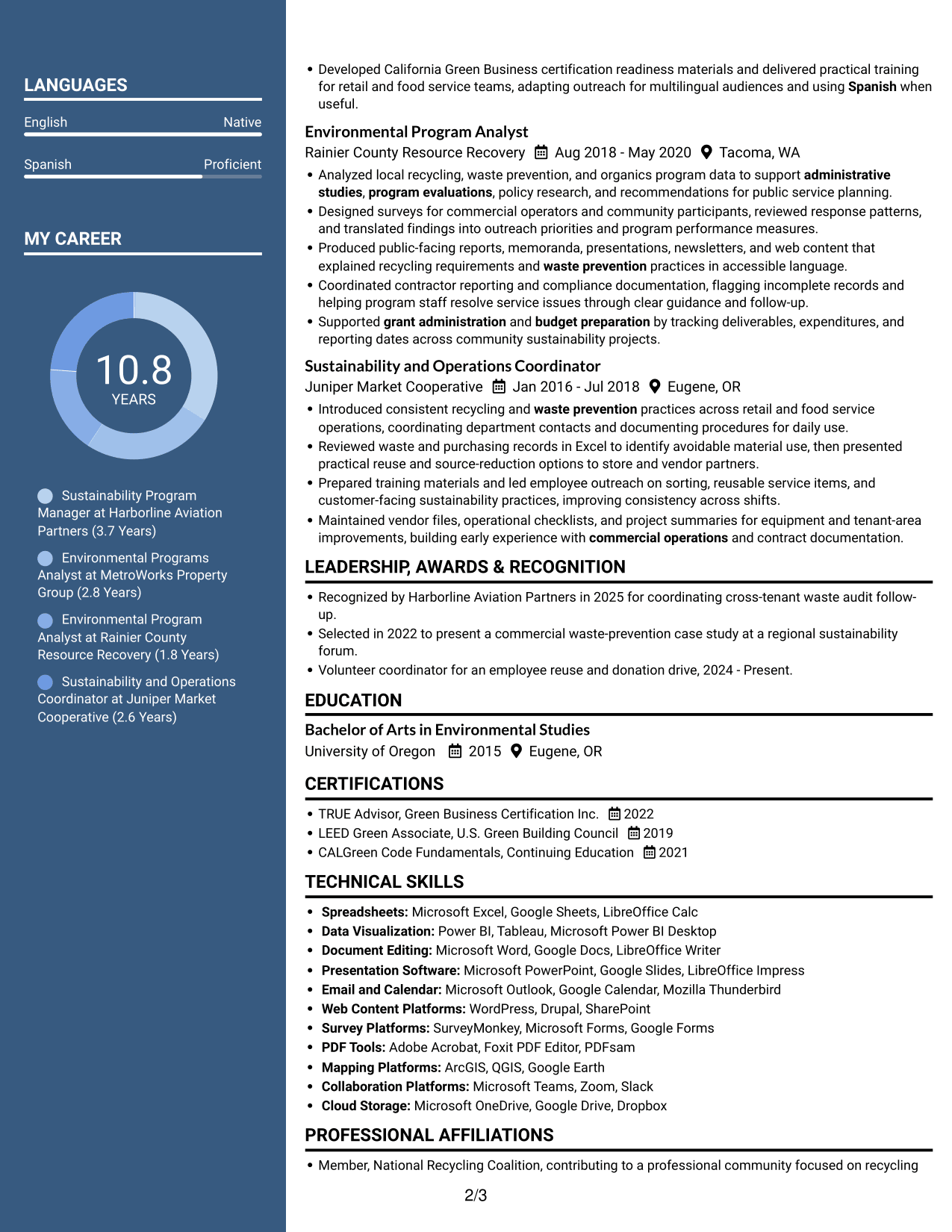 Resume example — page 2