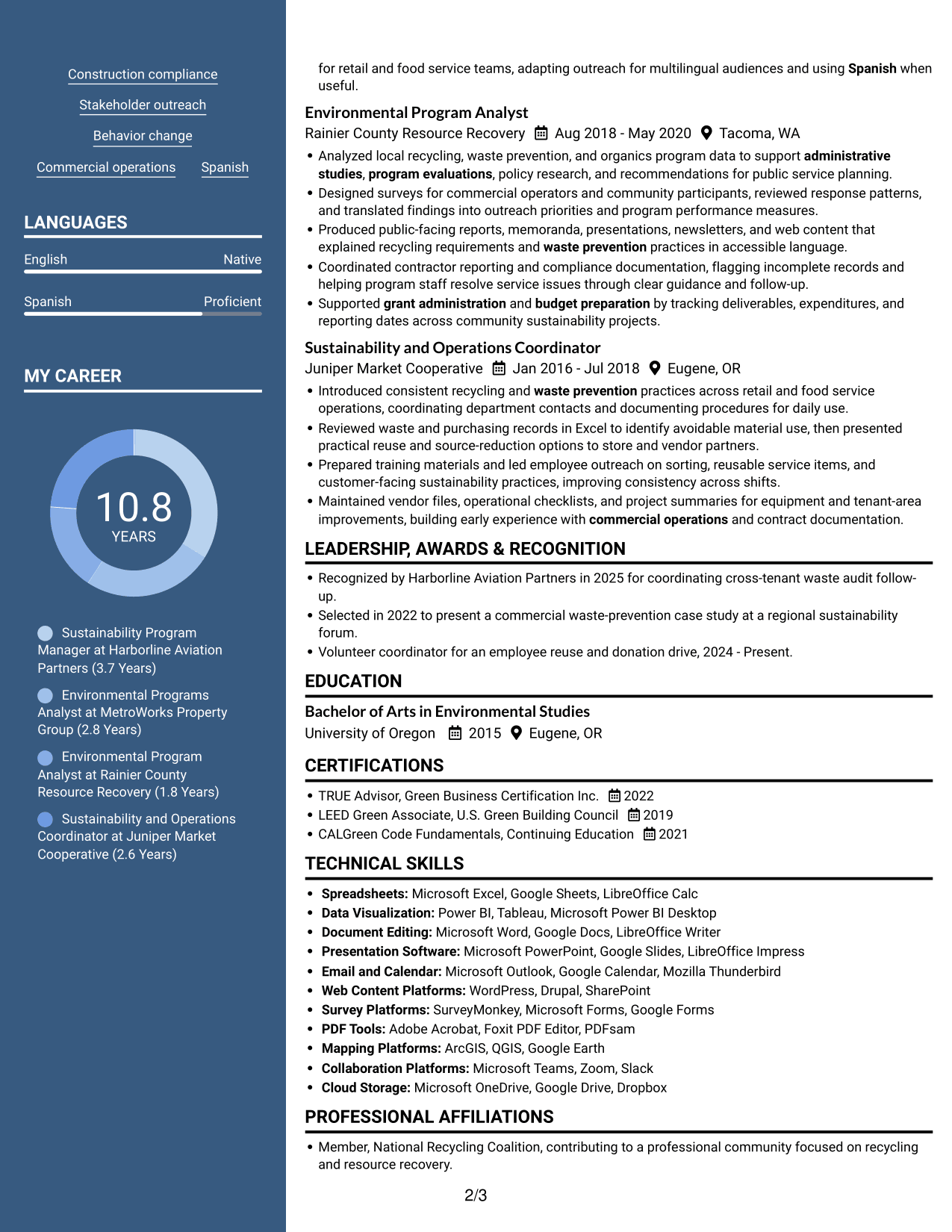Resume example — page 2