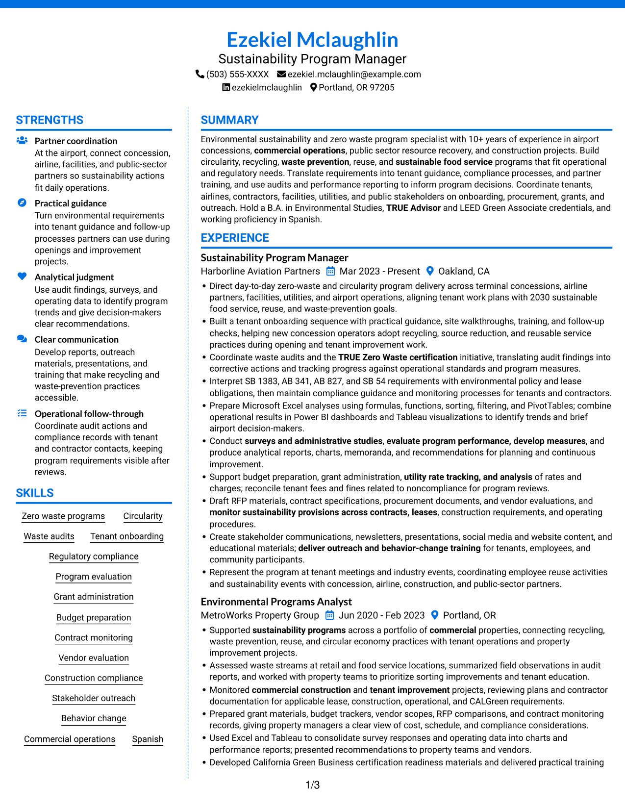 Resume example — page 1