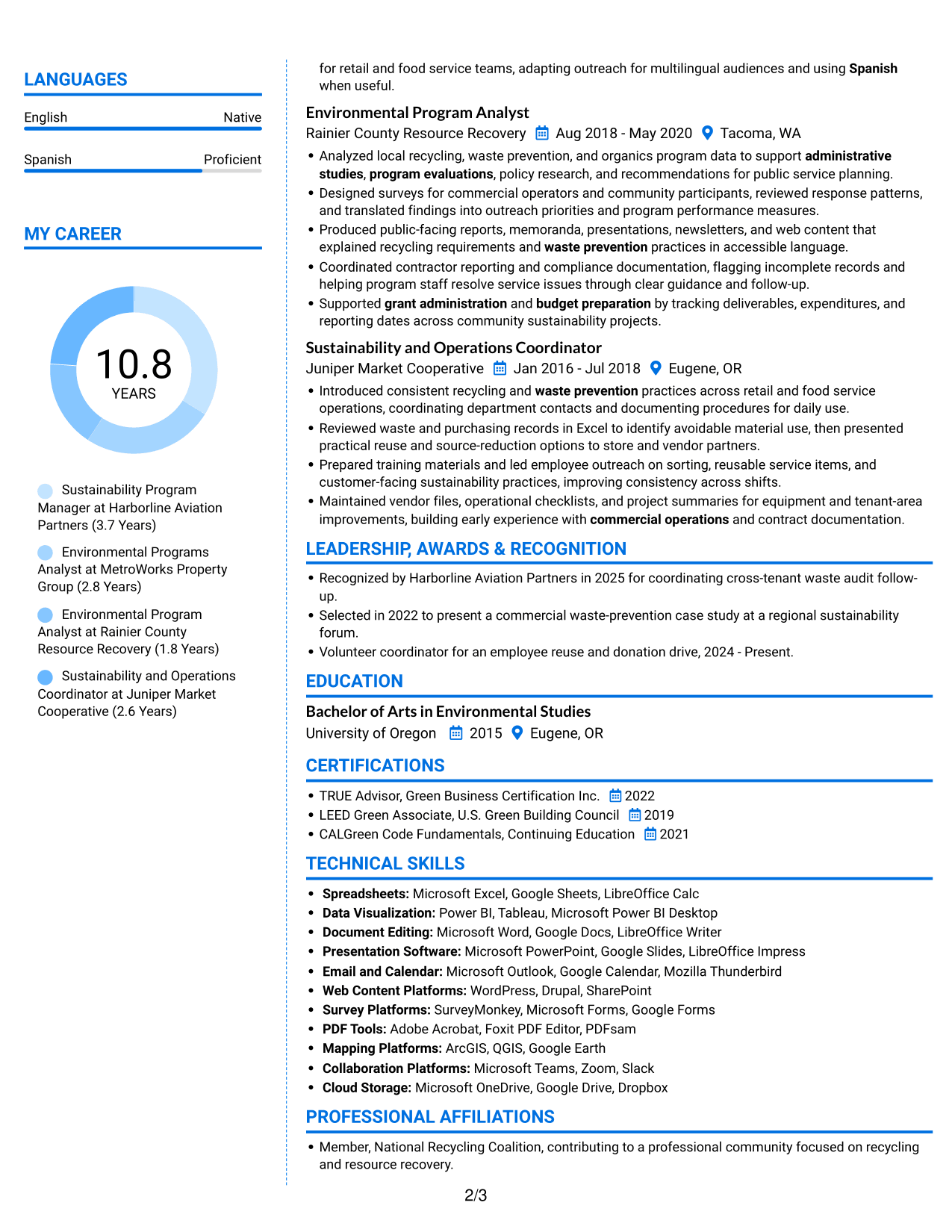 Resume example — page 2