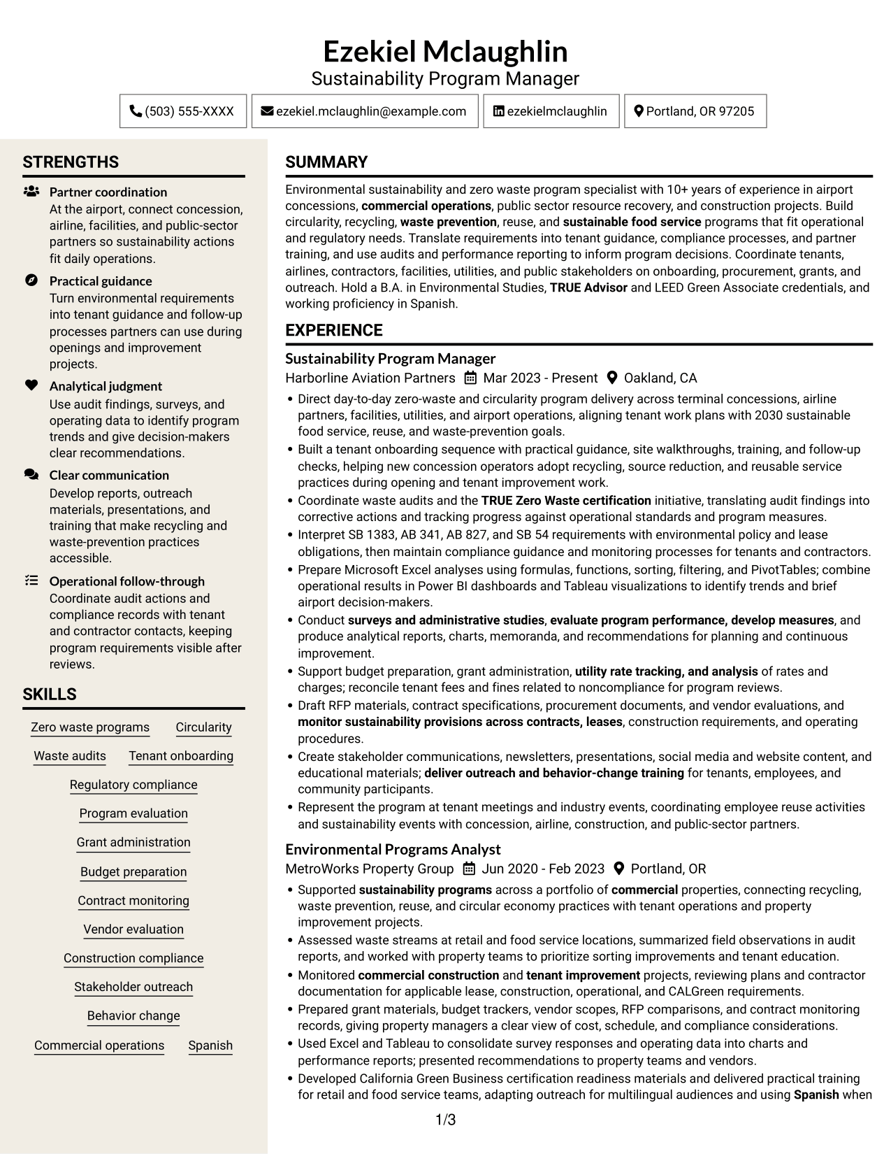 Resume example — page 1