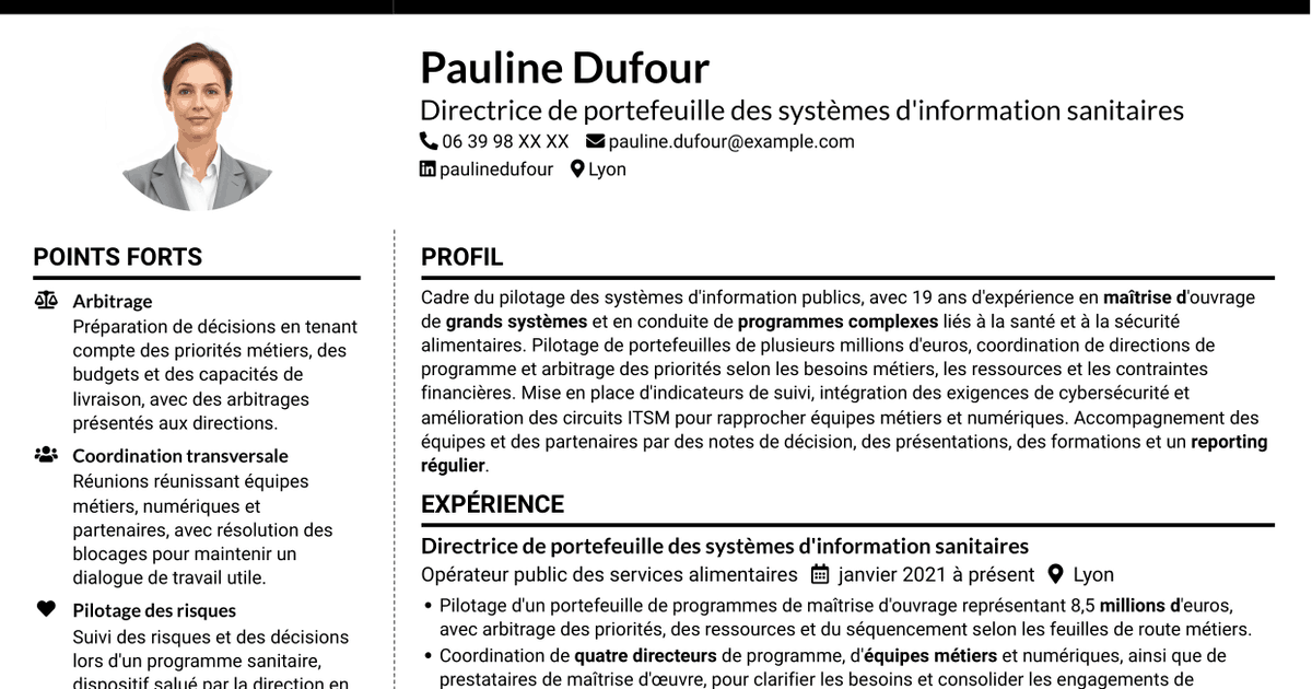 7 modèles de CV pour Adjointe à la déléguée - Système d'information alimentaire, avec exemples