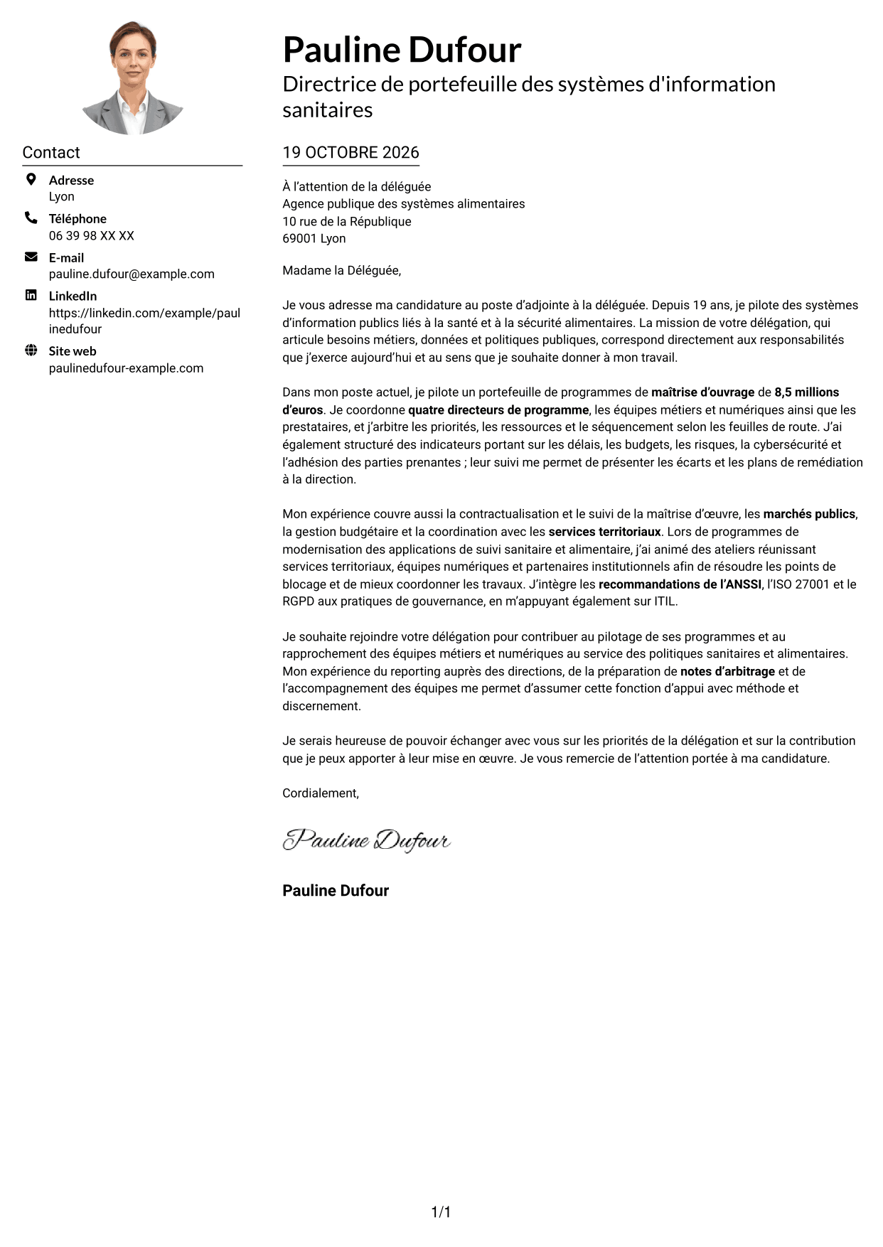 Exemple de lettre de motivation — page 1
