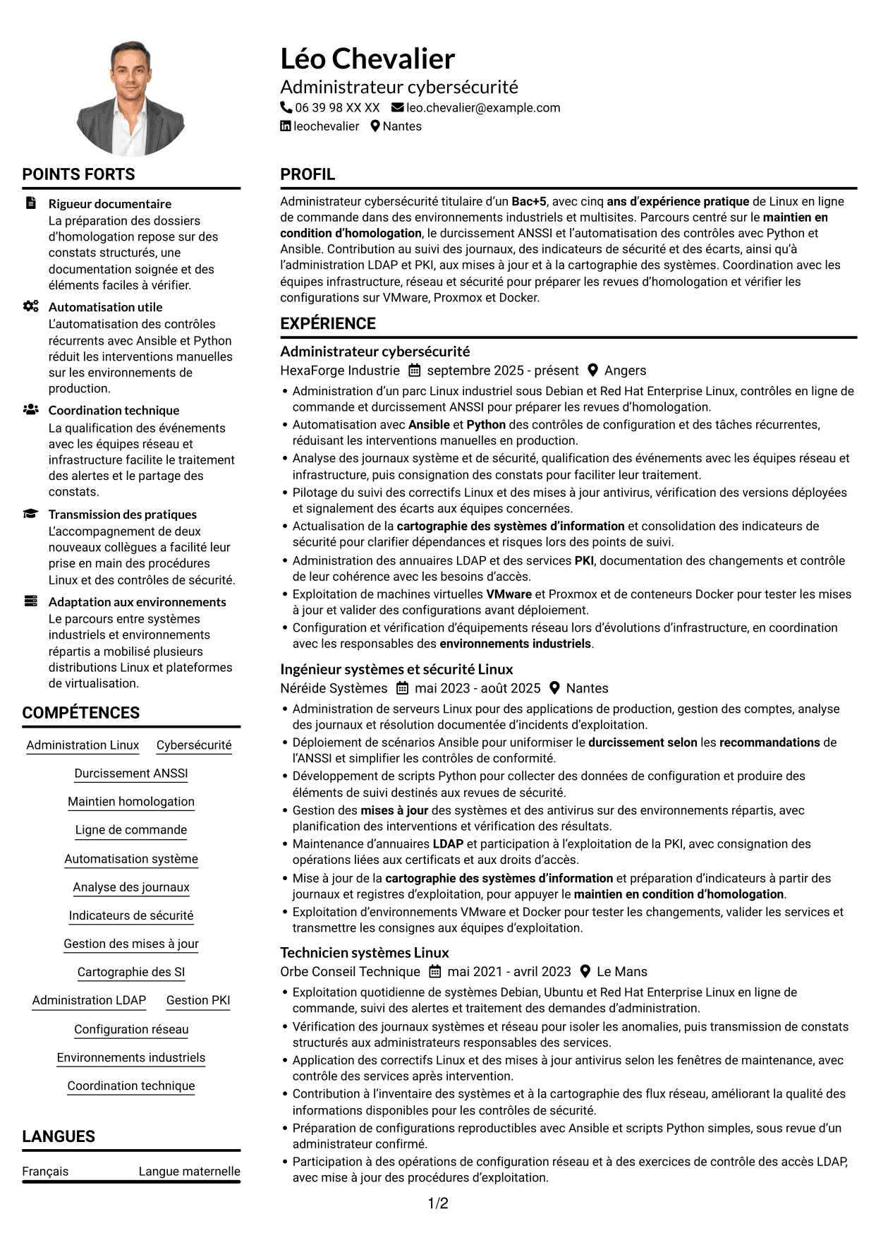 Exemple de CV — page 1