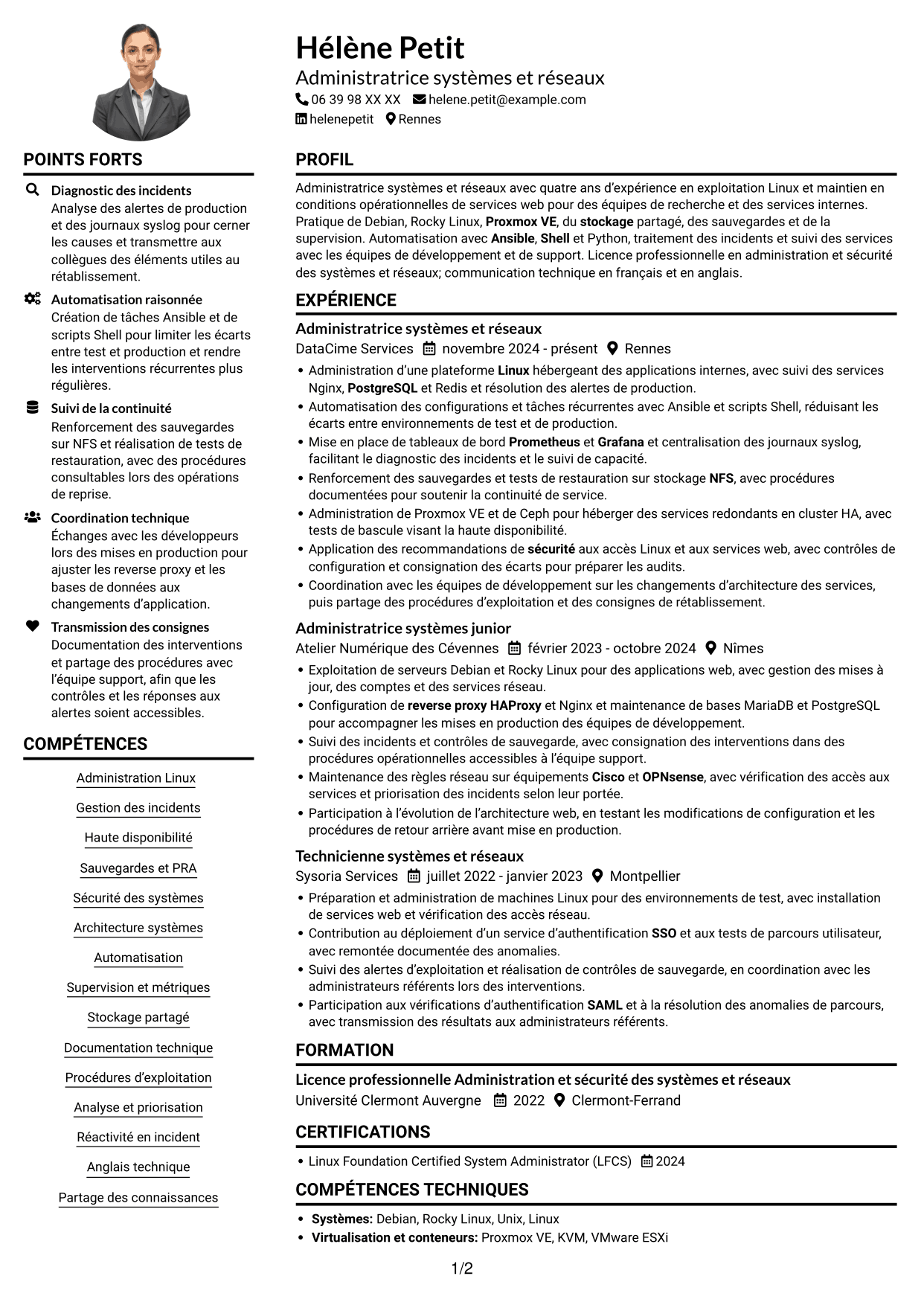 Exemple de CV — page 1