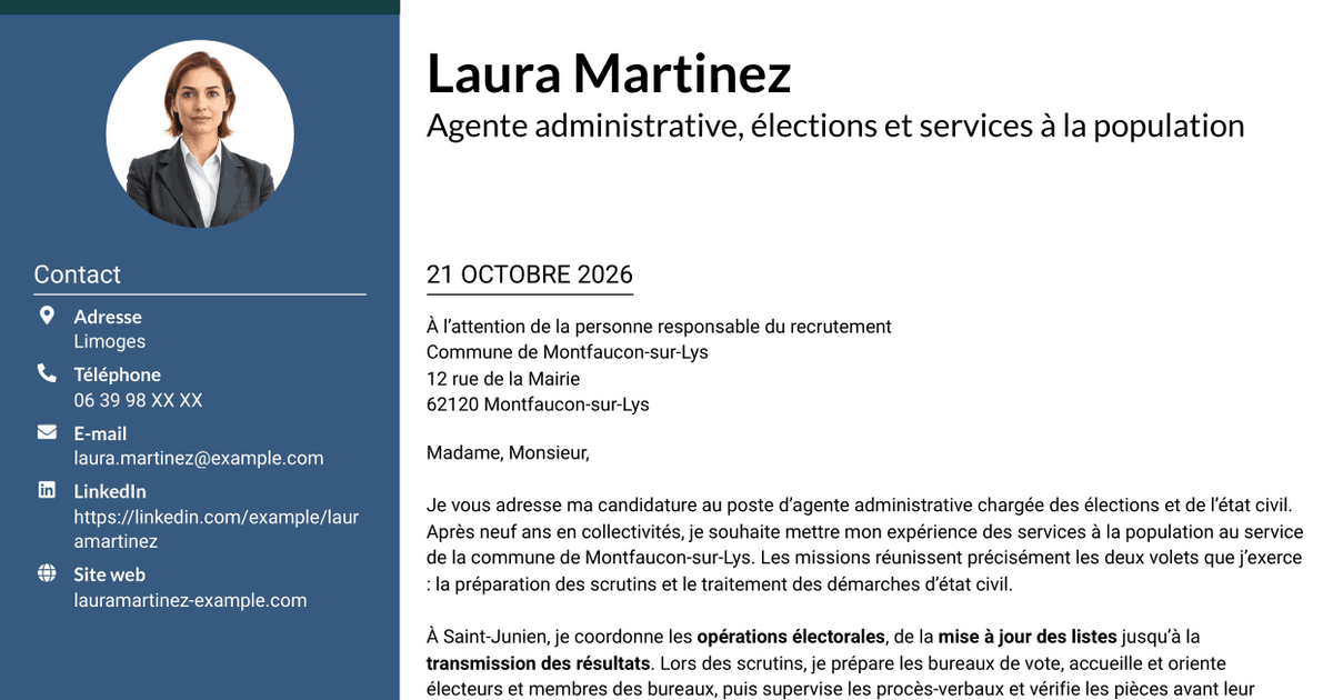 7 modèles de lettre de motivation pour Agent administratif - Élections et état civil, avec exemples