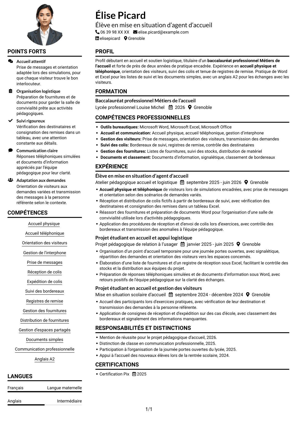 Exemple de CV — page 1