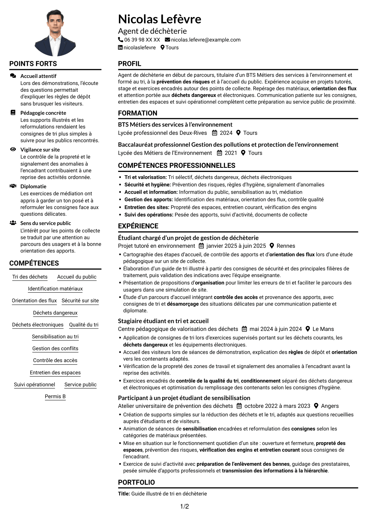 Exemple de CV — page 1